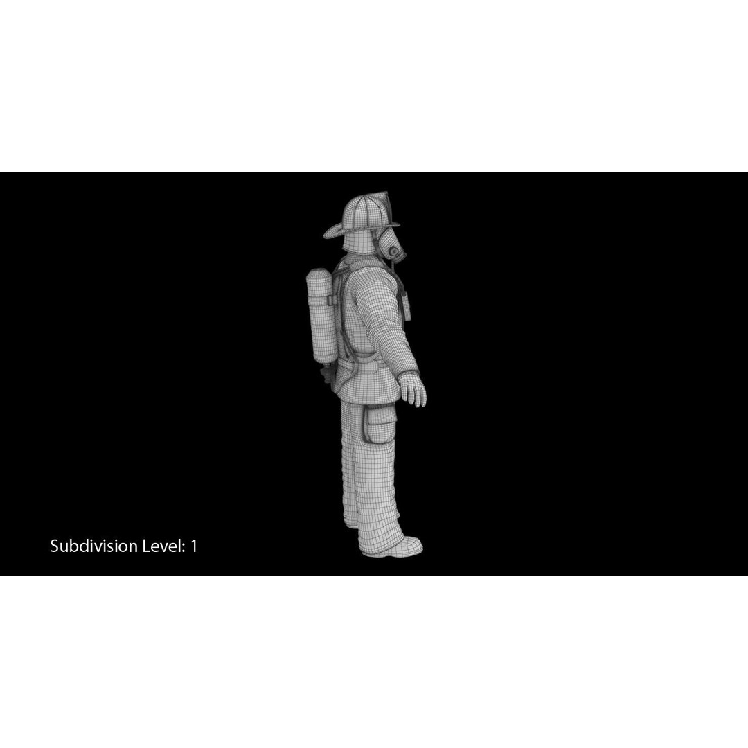Firefighter 3D Model – Low Poly Character Asset, PBR Textures - View 39