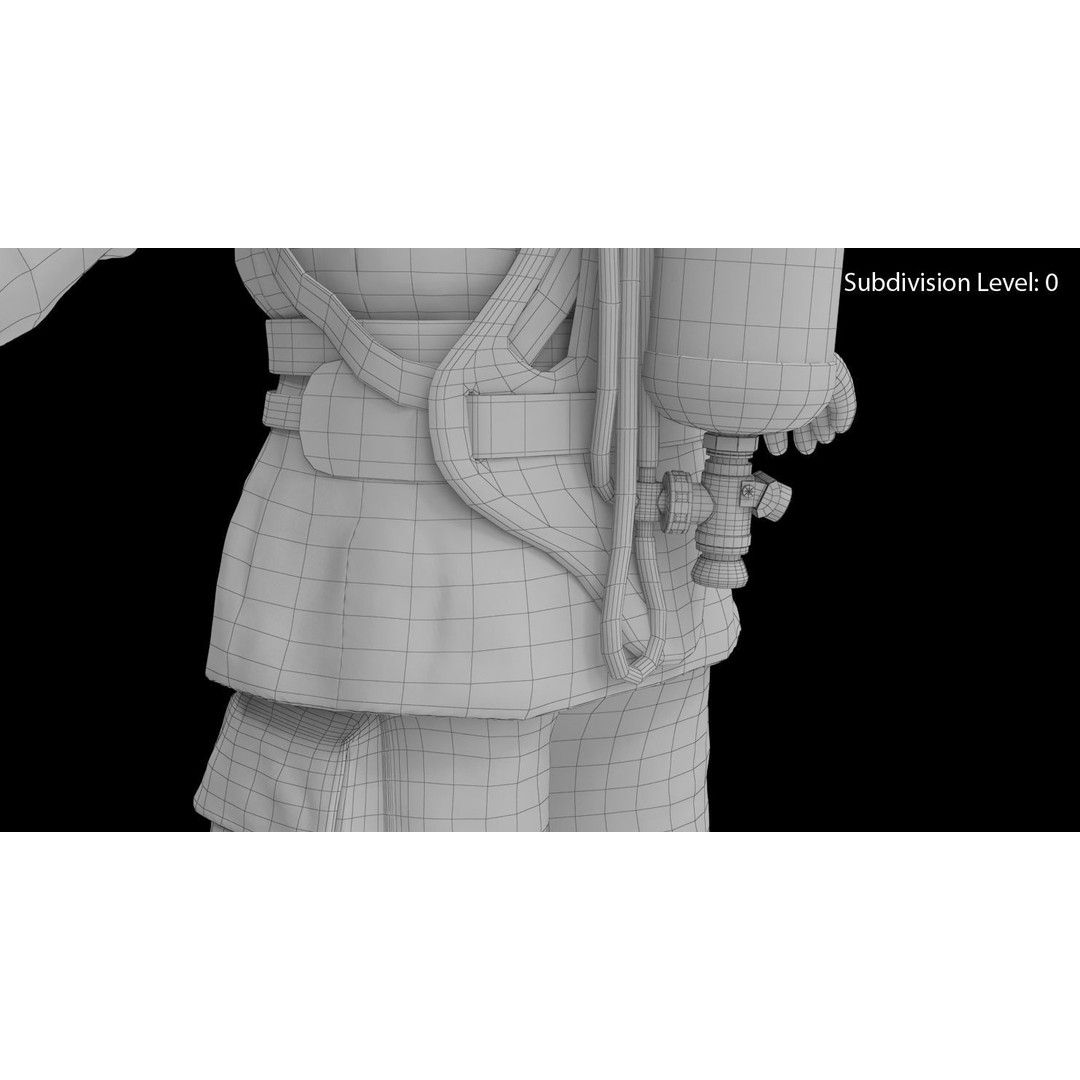 Firefighter 3D Model – Low Poly Character Asset, PBR Textures - View 44
