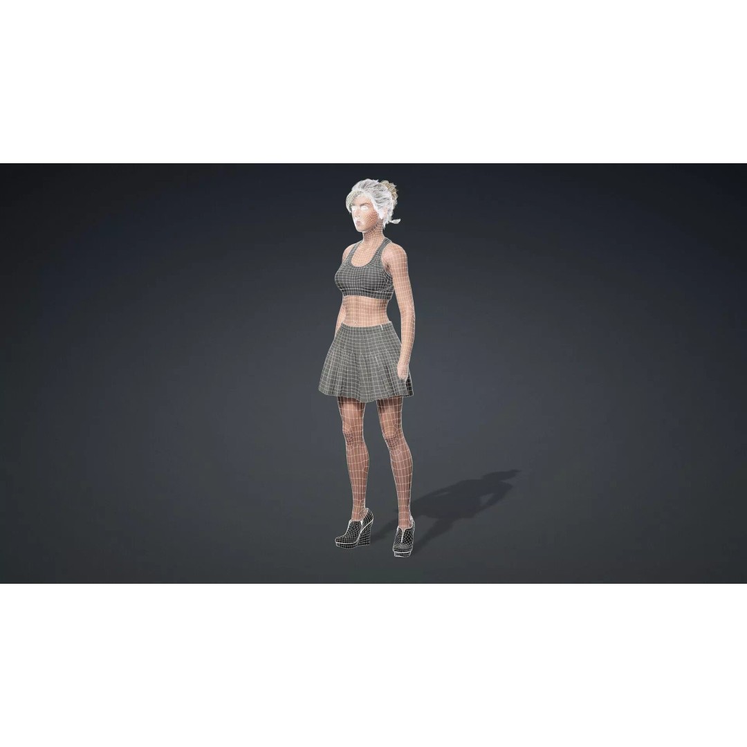Beautiful Girl 3D Model – Rigged Character for Games, FBX