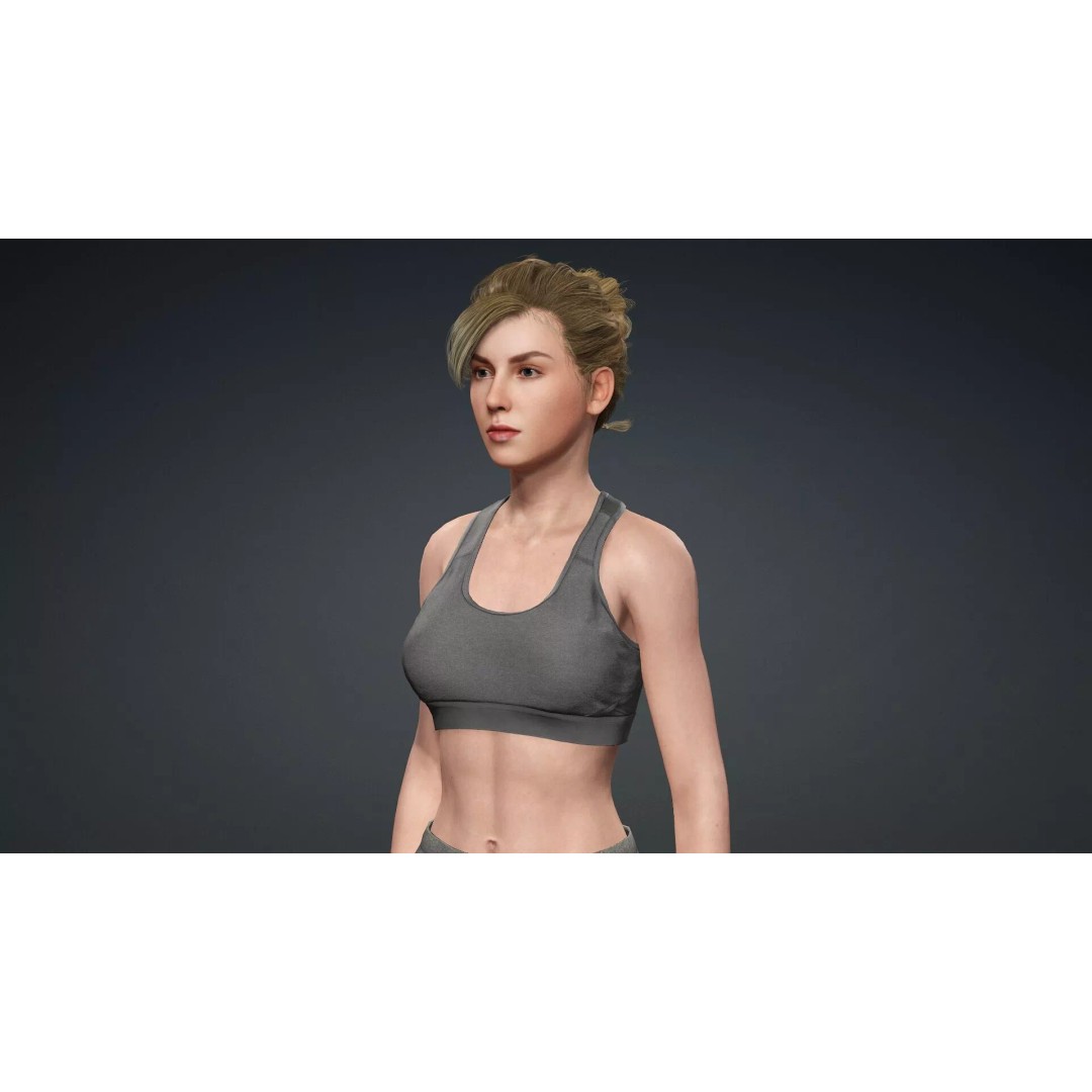 Beautiful Girl 3D Model – Rigged Character for Games, FBX - View 10