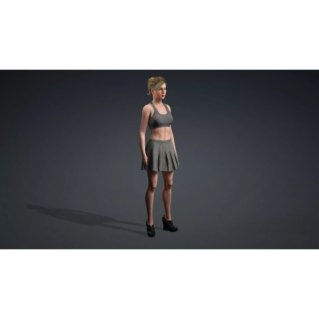 Beautiful Girl 3D Model – Rigged Character for Games, FBX - View 11