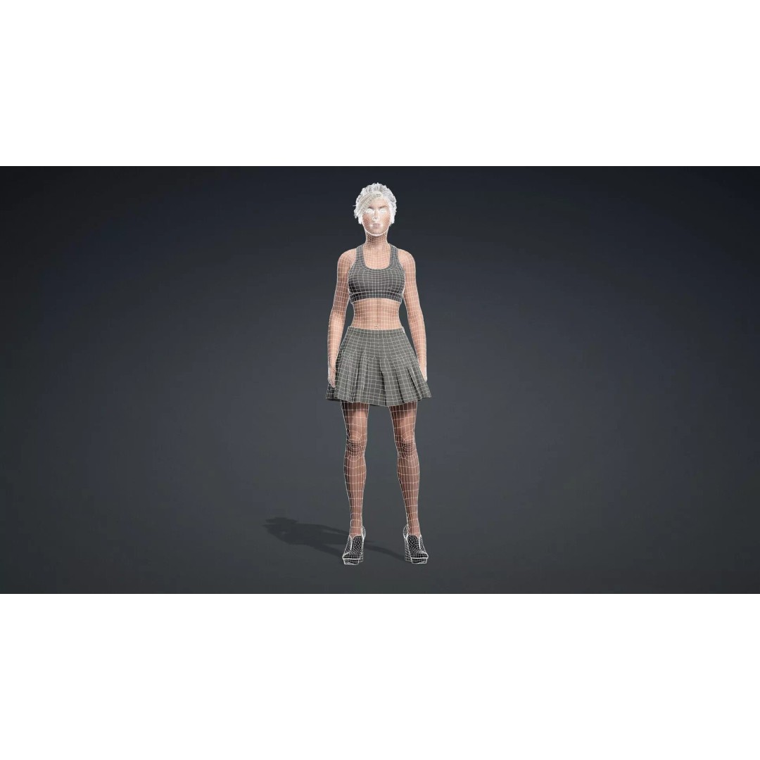 Beautiful Girl 3D Model – Rigged Character for Games, FBX - View 13