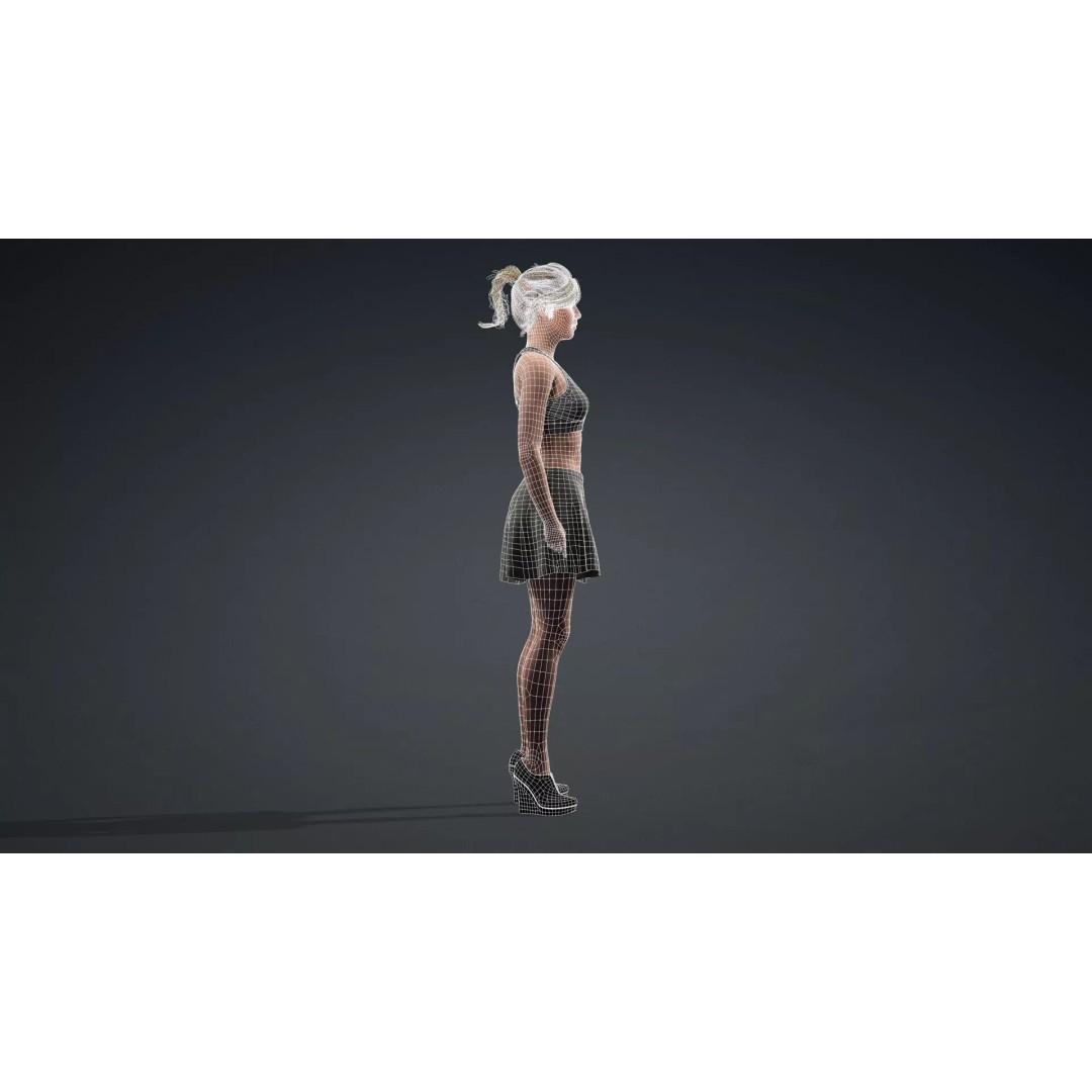 Beautiful Girl 3D Model – Rigged Character for Games, FBX - View 14