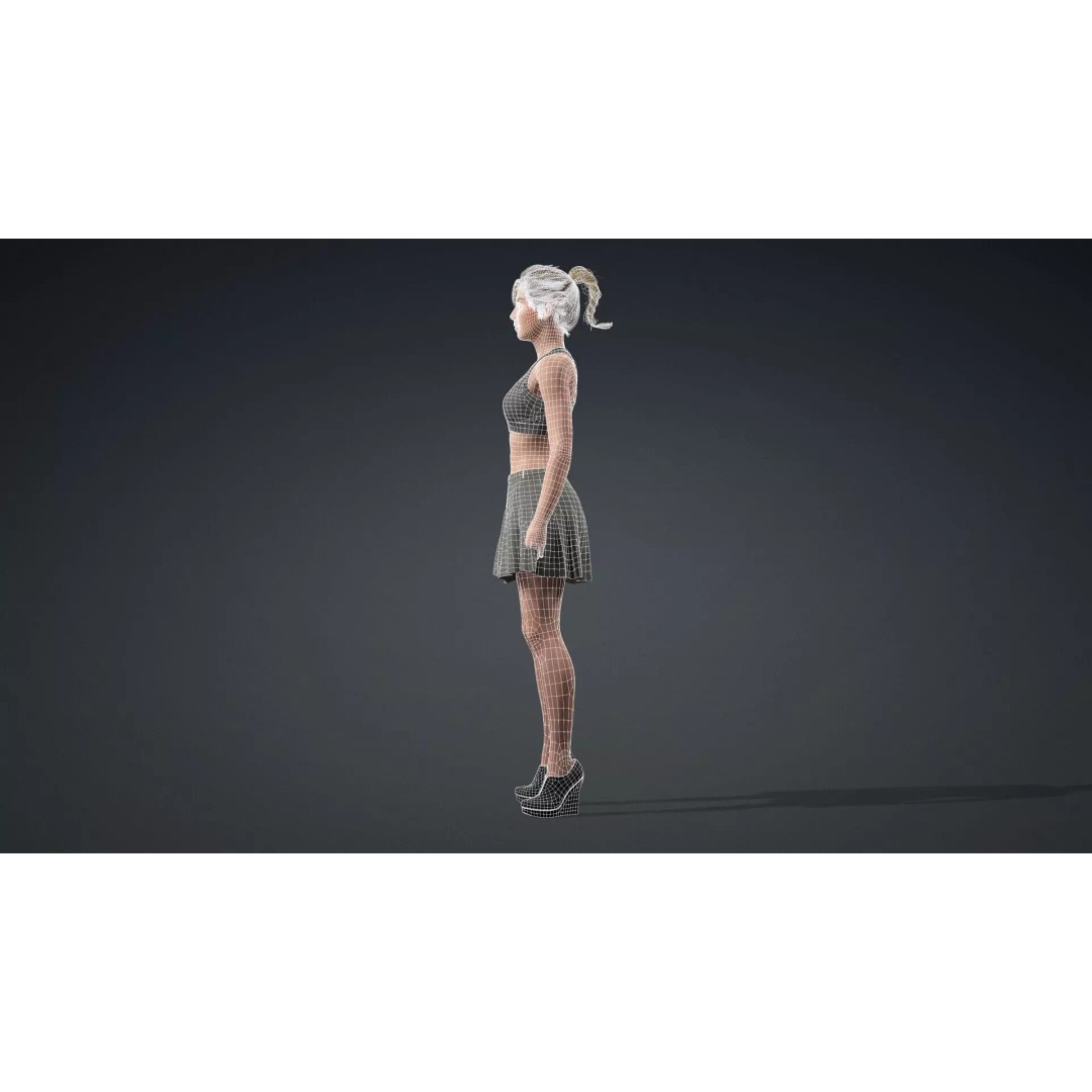 Beautiful Girl 3D Model – Rigged Character for Games, FBX - View 15