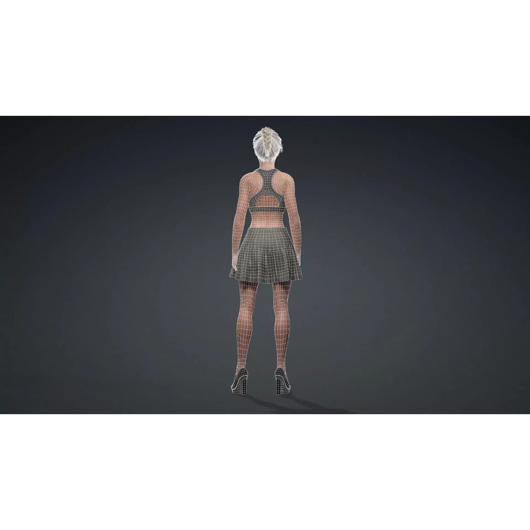 Beautiful Girl 3D Model – Rigged Character for Games, FBX - View 16