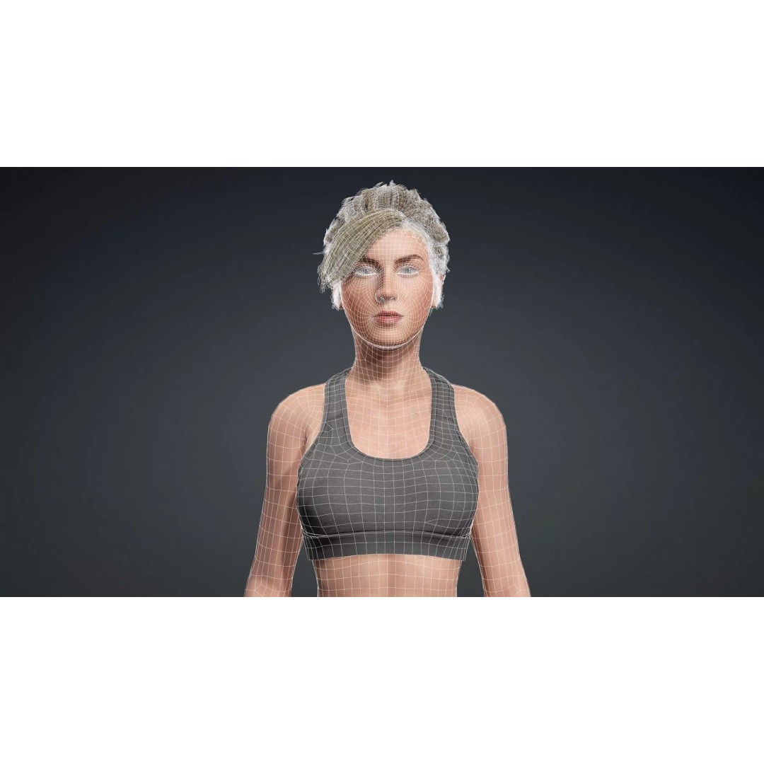 Beautiful Girl 3D Model – Rigged Character for Games, FBX - View 18