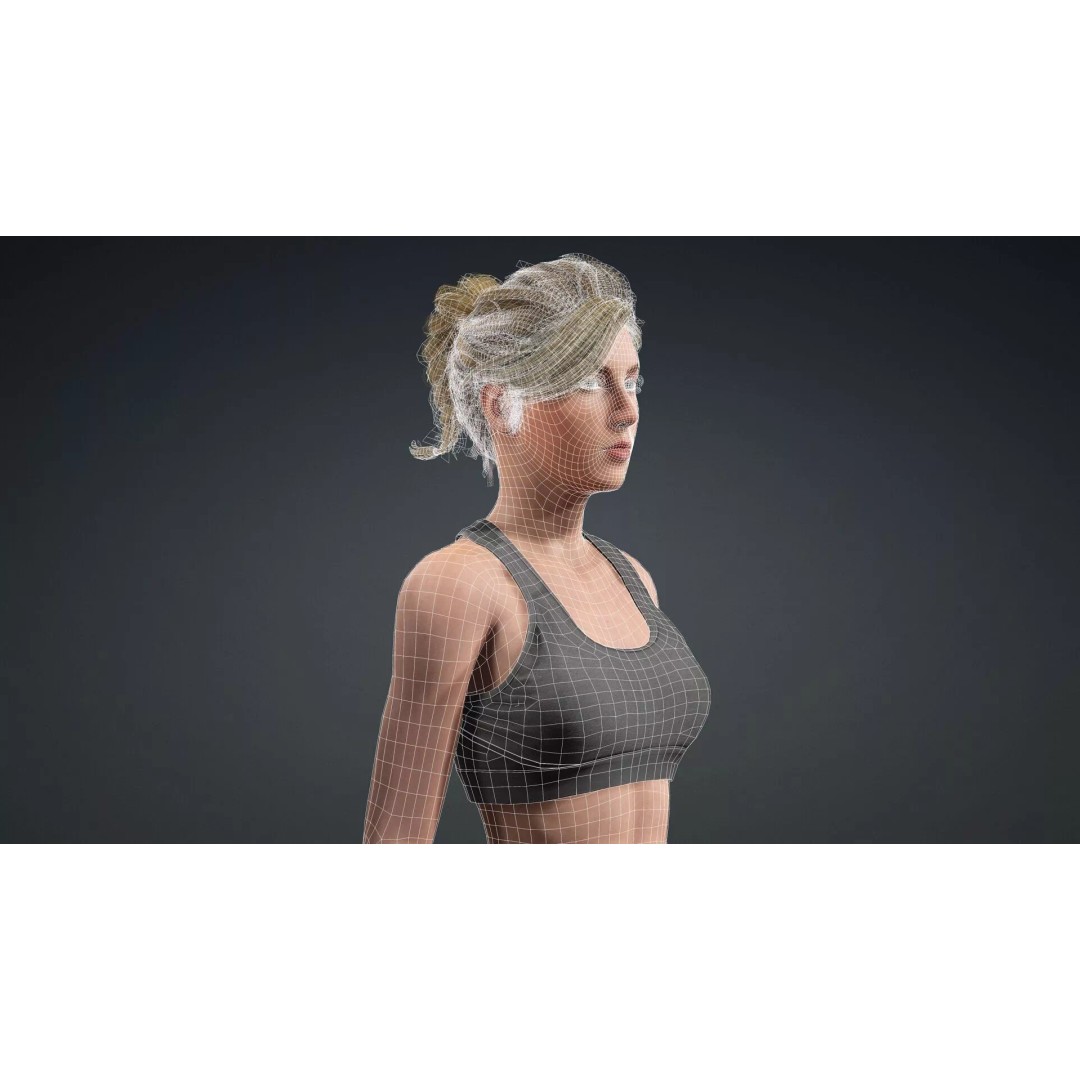 Beautiful Girl 3D Model – Rigged Character for Games, FBX - View 19