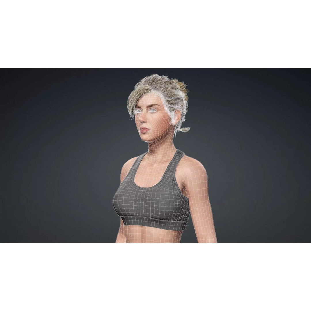 Beautiful Girl 3D Model – Rigged Character for Games, FBX - View 20