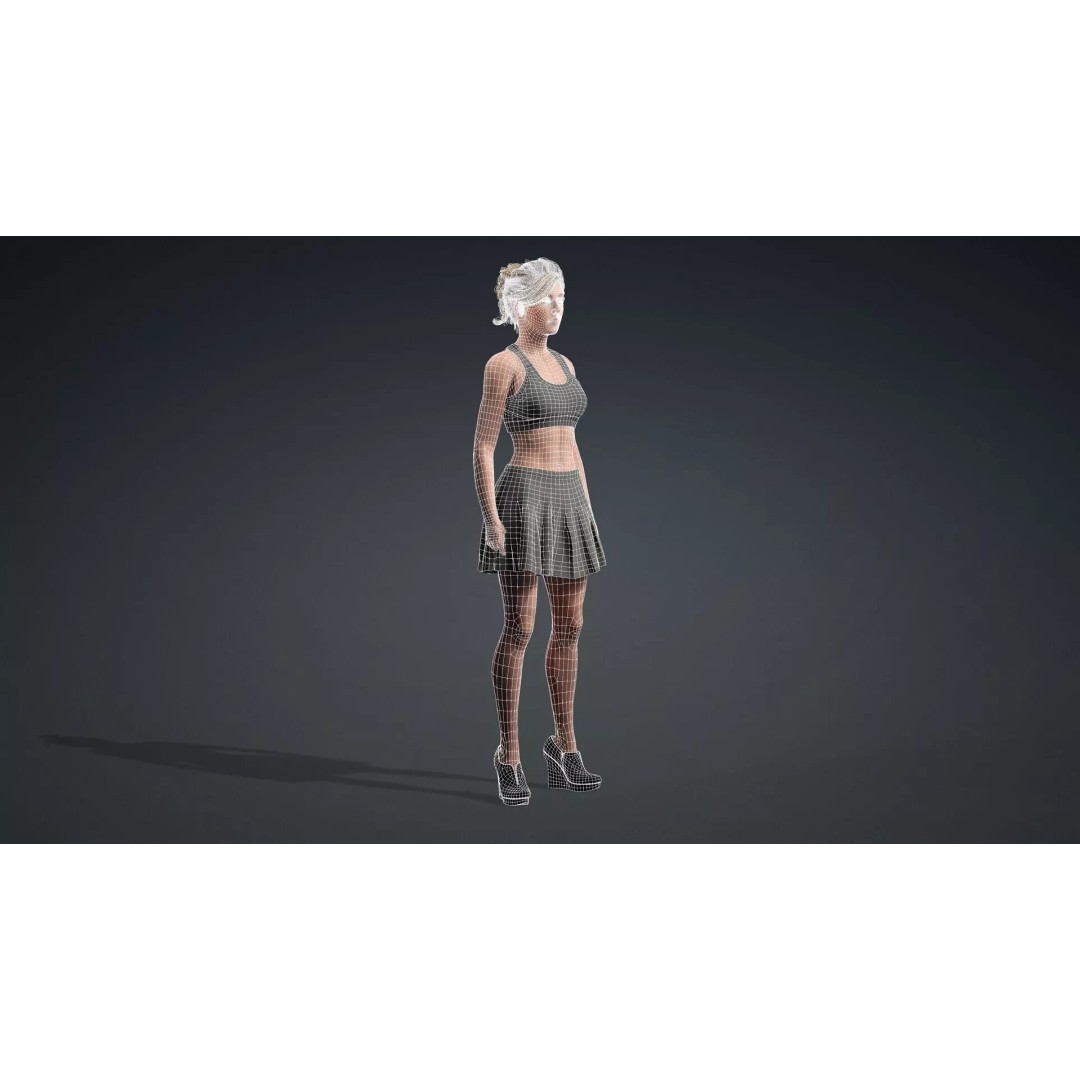 Beautiful Girl 3D Model – Rigged Character for Games, FBX - View 21
