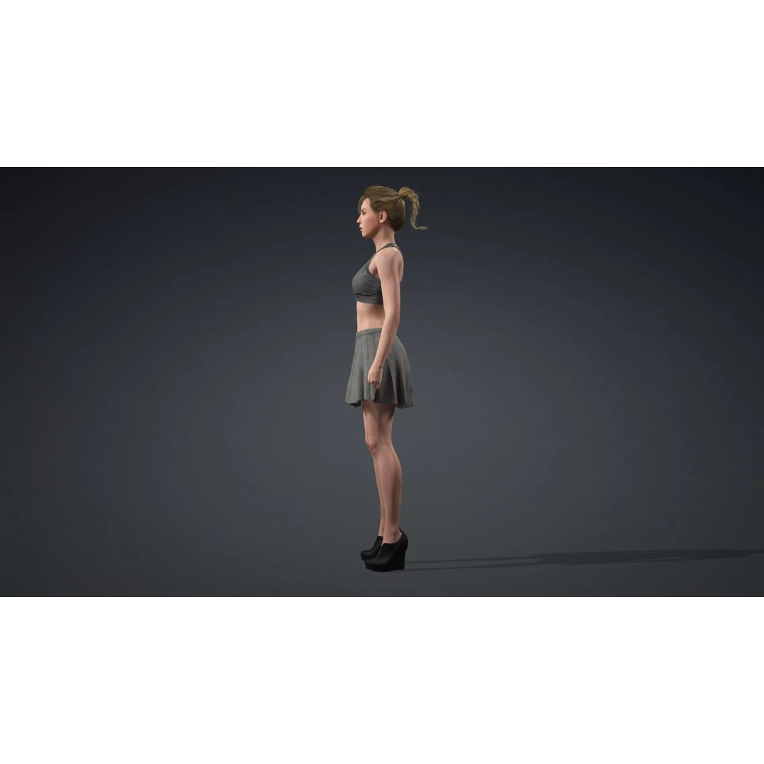 Beautiful Girl 3D Model – Rigged Character for Games, FBX - View 5