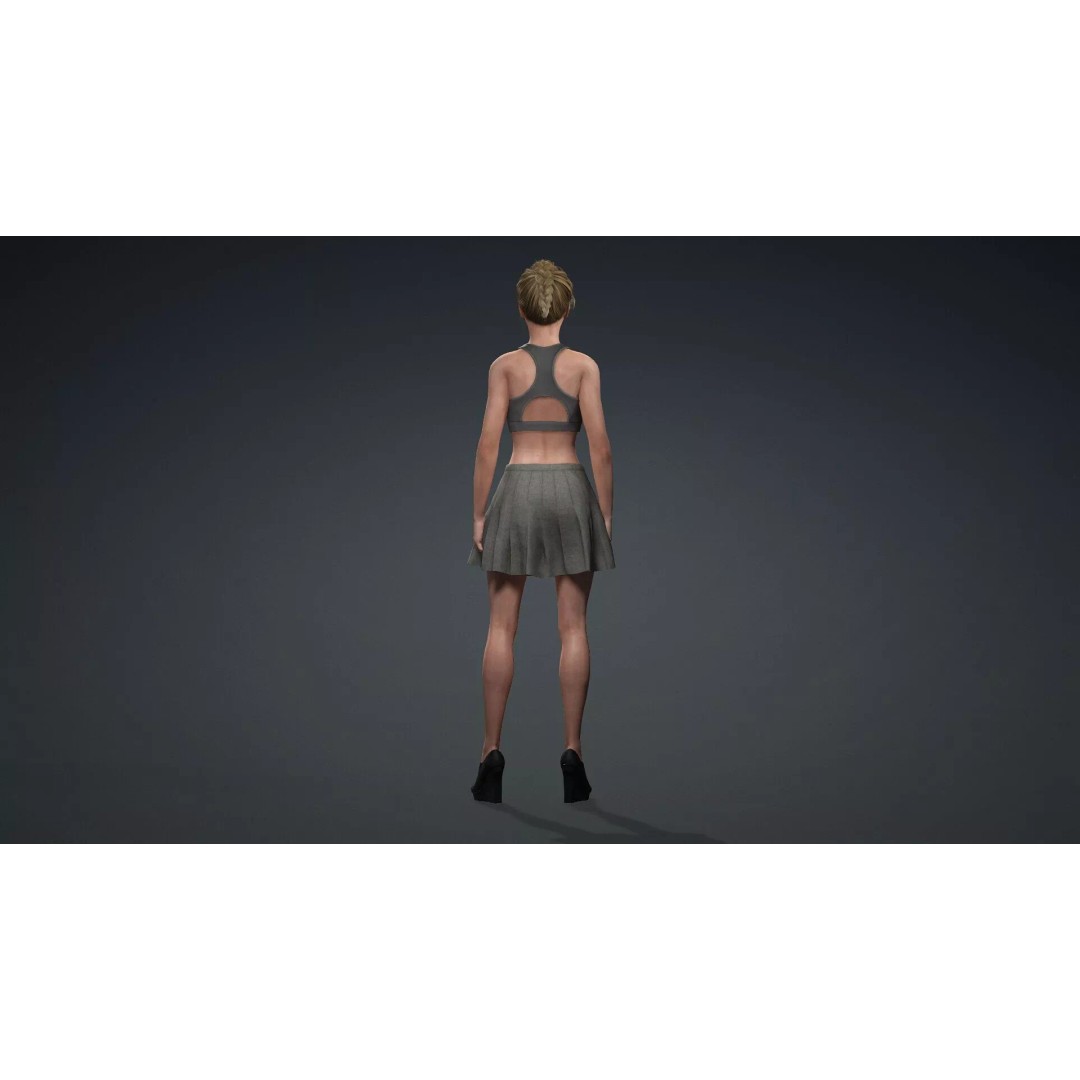 Beautiful Girl 3D Model – Rigged Character for Games, FBX - View 6
