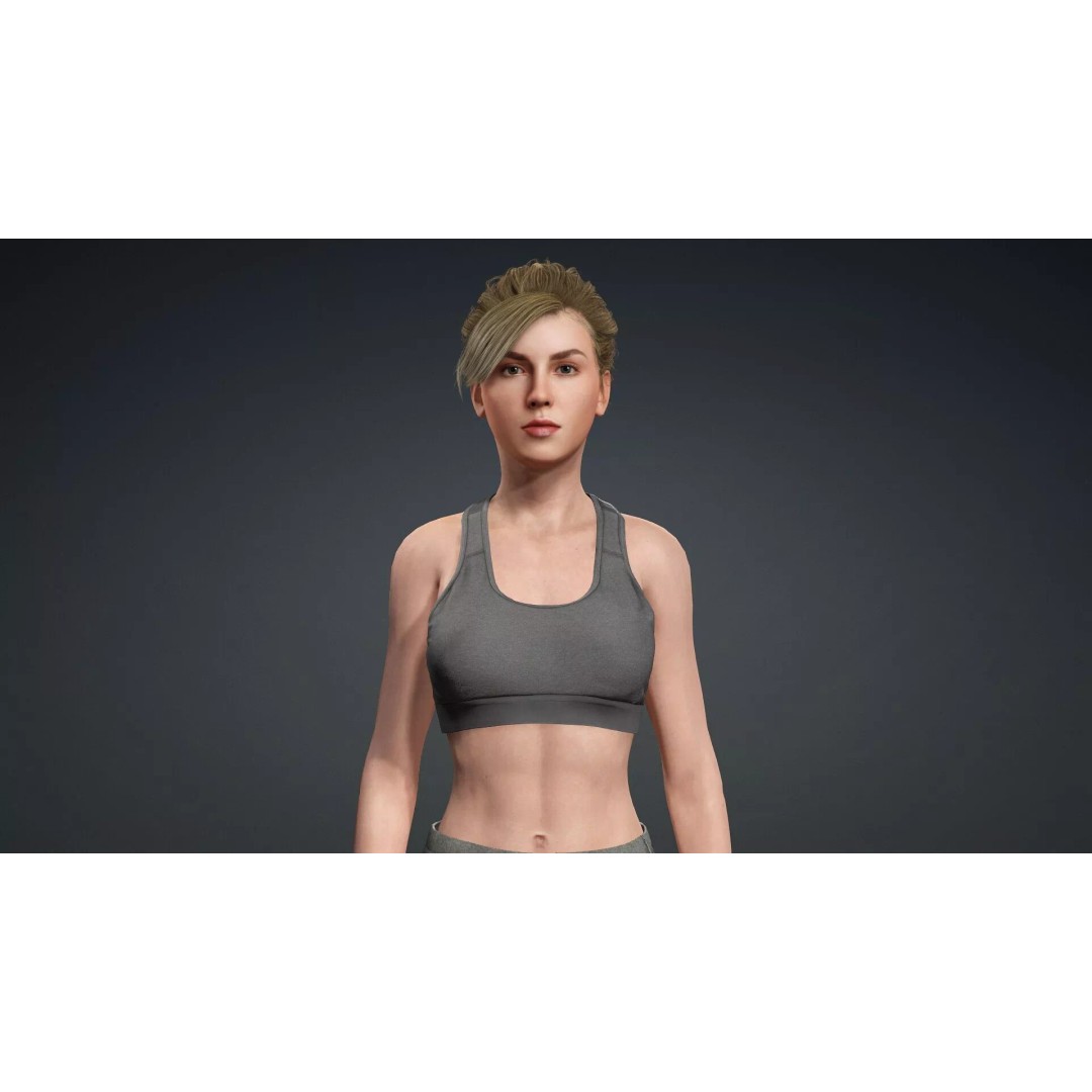 Beautiful Girl 3D Model – Rigged Character for Games, FBX - View 8