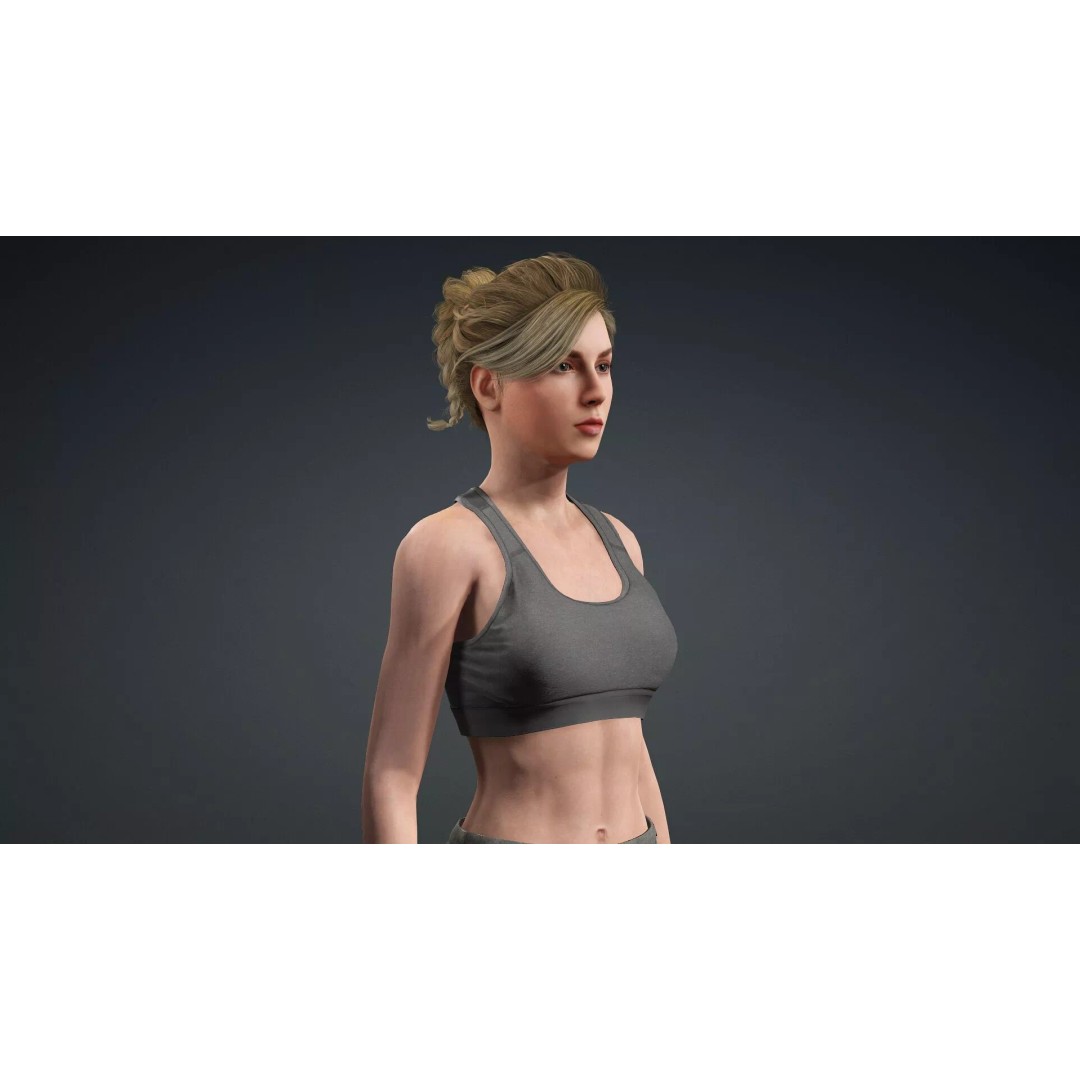 Beautiful Girl 3D Model – Rigged Character for Games, FBX - View 9
