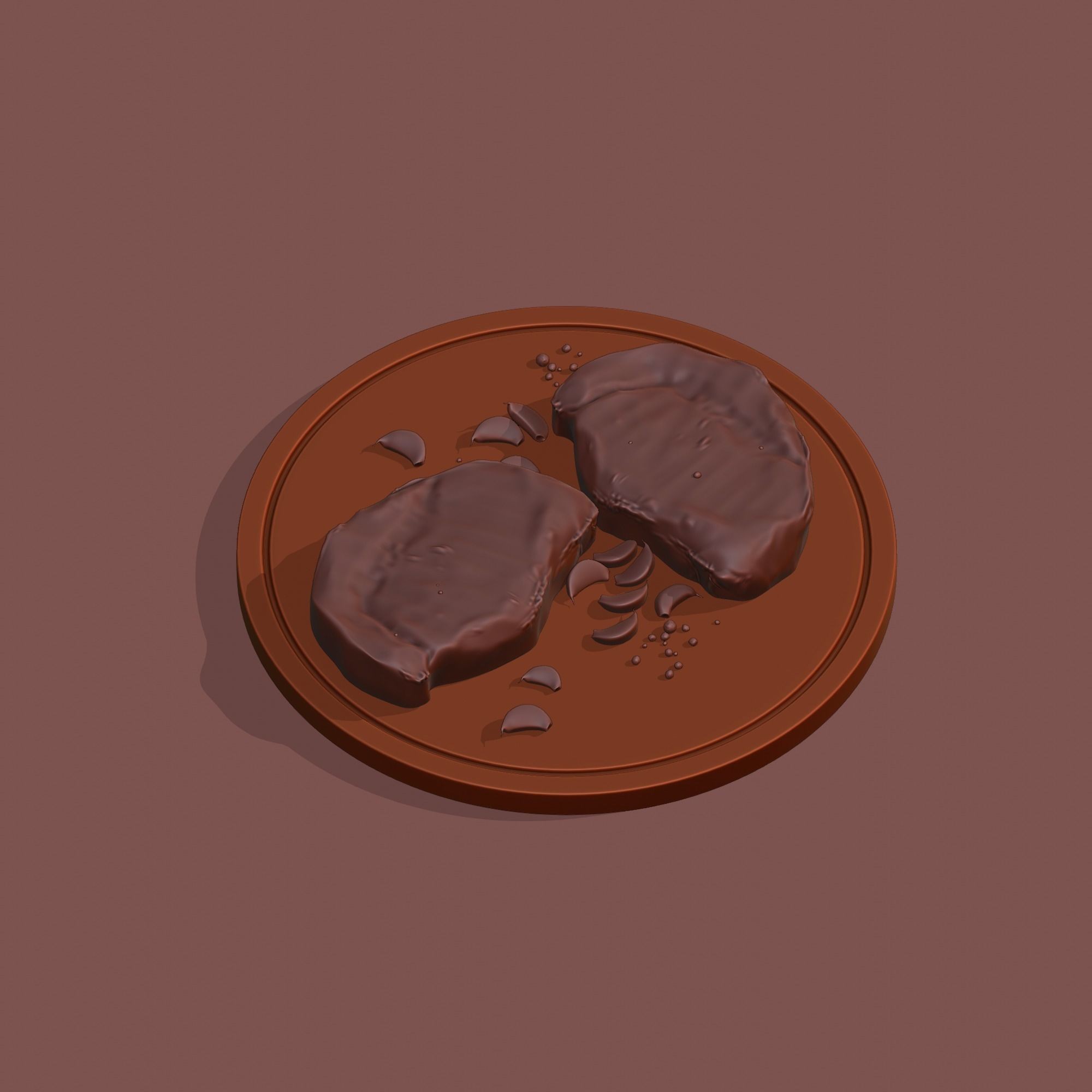 Fried Meat Steak on Wooden Board - PBR Textured 3D Model - View 6