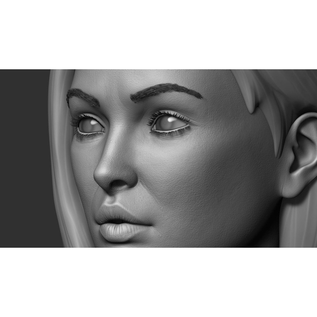 Realistic Female Head 3D Model – Low Poly Game Asset, FBX, OBJ - View 14