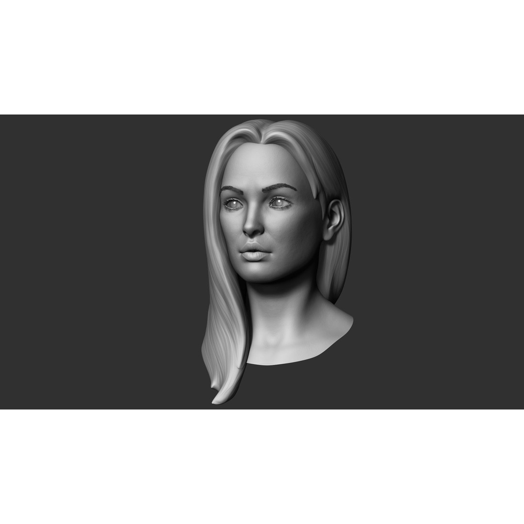 Realistic Female Head 3D Model – Low Poly Game Asset, FBX, OBJ - View 3
