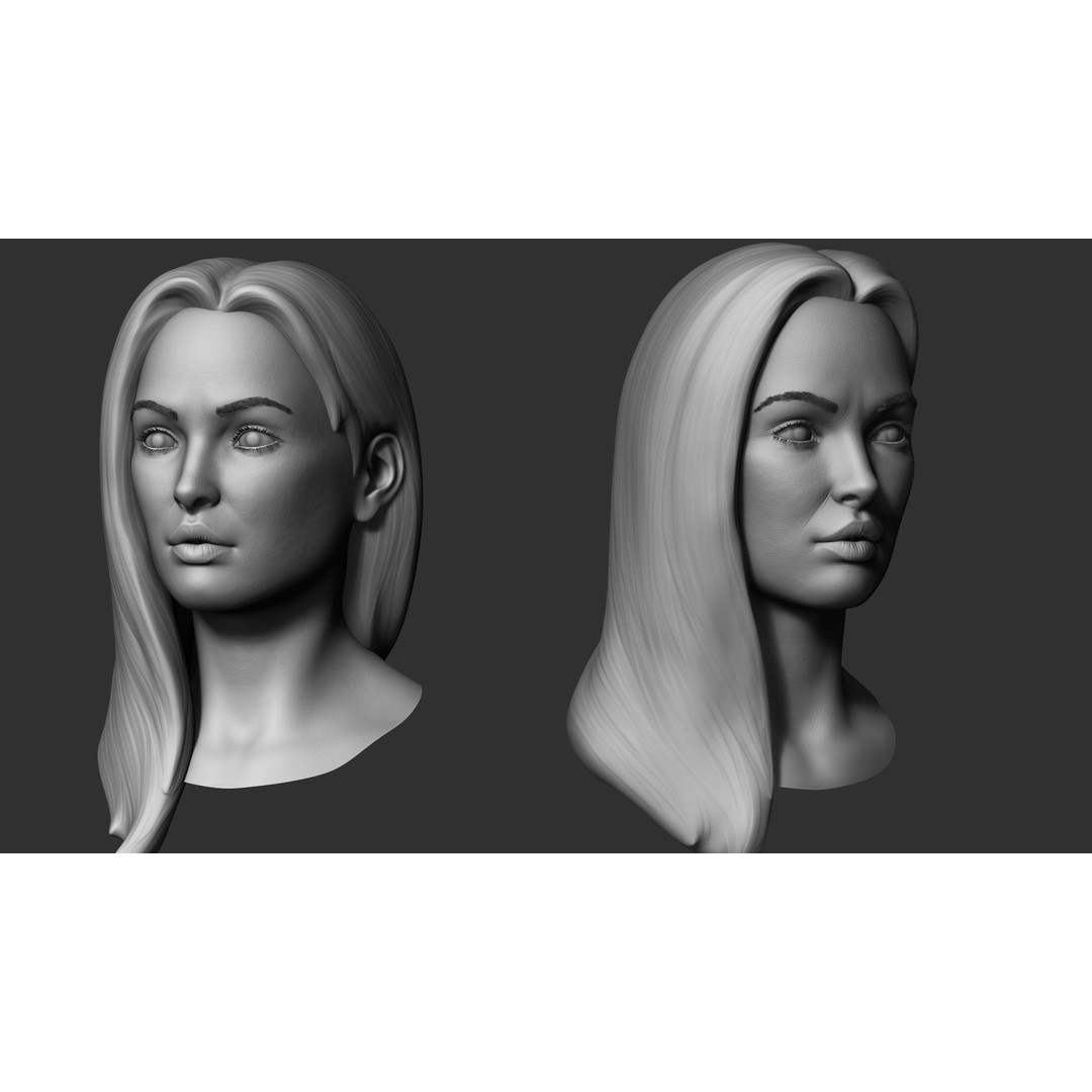 Realistic Female Head 3D Model – Low Poly Game Asset, FBX, OBJ - View 5