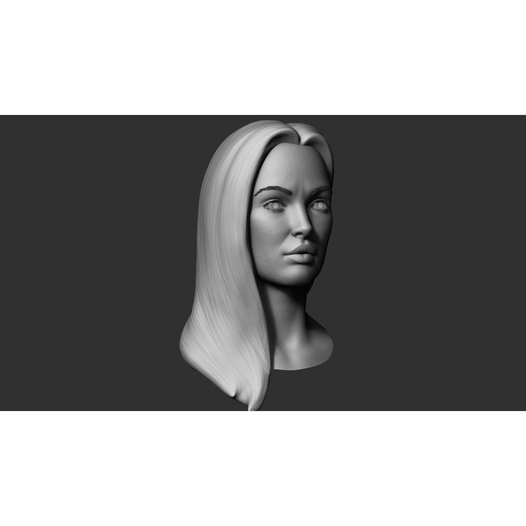 Realistic Female Head 3D Model – Low Poly Game Asset, FBX, OBJ - View 6