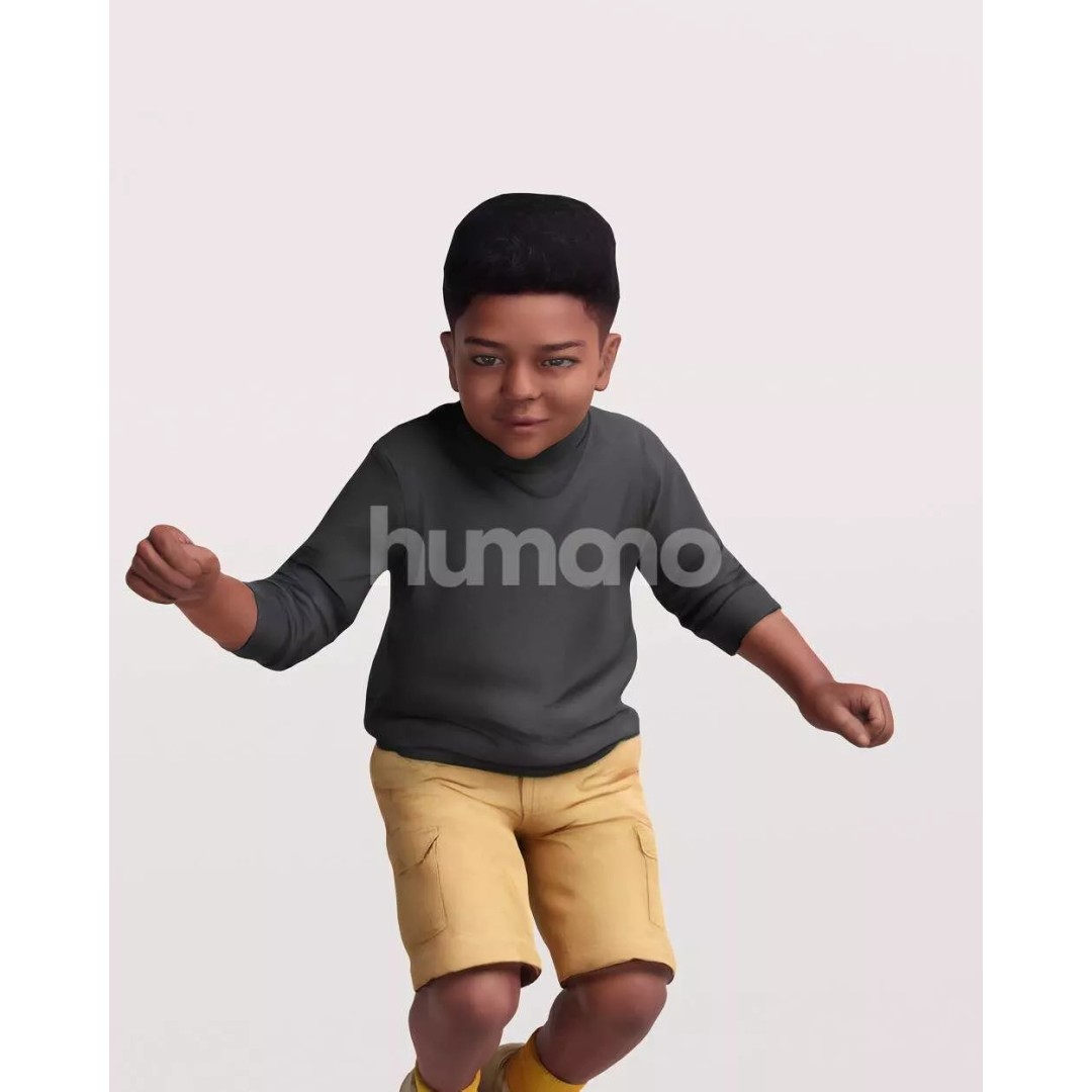 Humano Playing Kid Boy 3D Model – Realistic PBR Character Asset, FBX - View 10