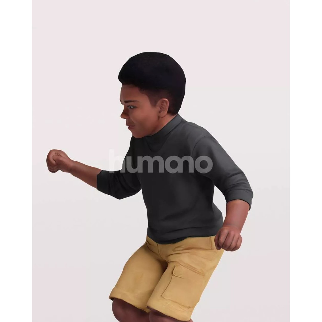Humano Playing Kid Boy 3D Model – Realistic PBR Character Asset, FBX - View 11