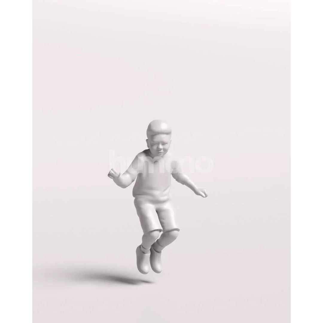 Humano Playing Kid Boy 3D Model – Realistic PBR Character Asset, FBX - View 3