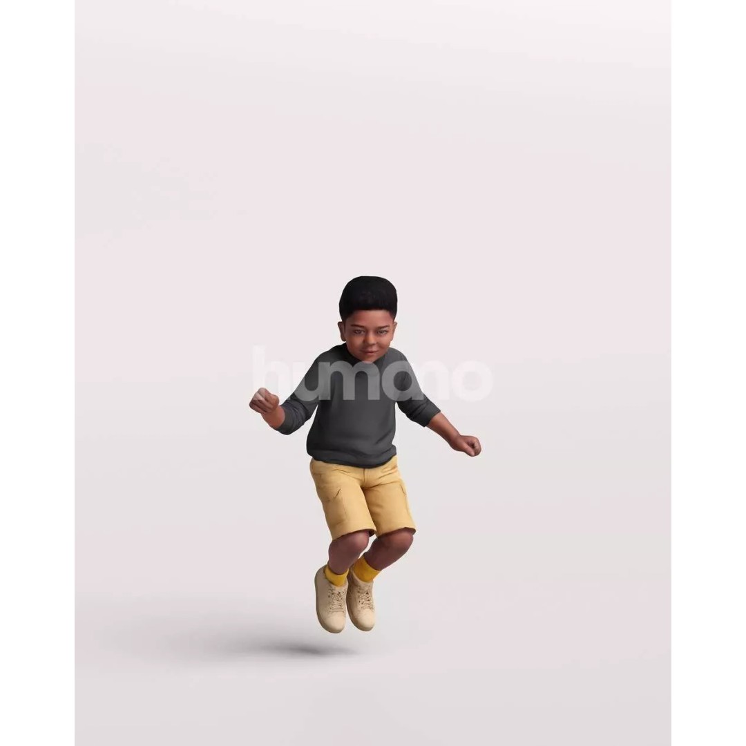 Humano Playing Kid Boy 3D Model – Realistic PBR Character Asset, FBX - View 4