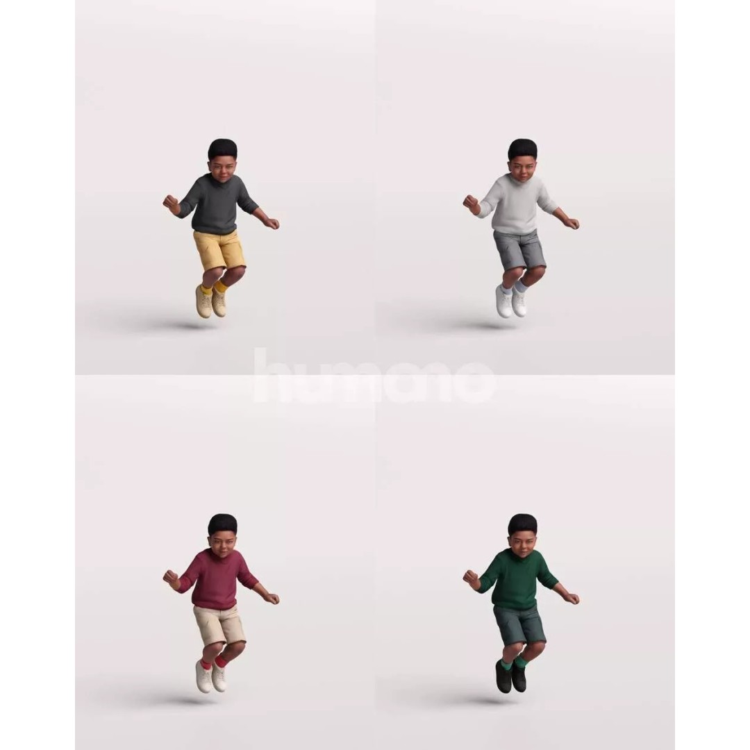 Humano Playing Kid Boy 3D Model – Realistic PBR Character Asset, FBX - View 5