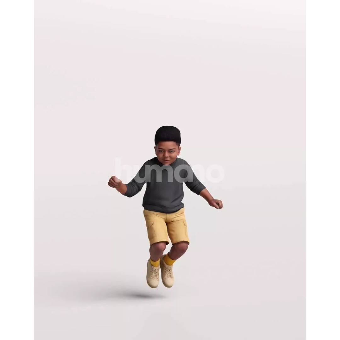 Humano Playing Kid Boy 3D Model – Realistic PBR Character Asset, FBX - View 7