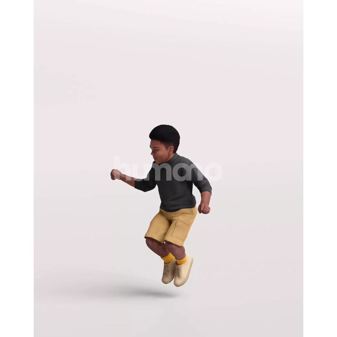 Humano Playing Kid Boy 3D Model – Realistic PBR Character Asset, FBX - View 9