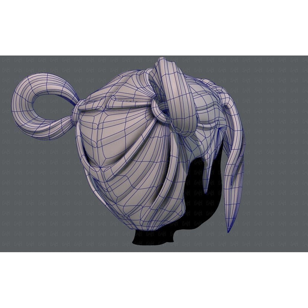 3D Hair Style for Girl V73 – Low Poly Cartoon Hair Model, FBX - View 14
