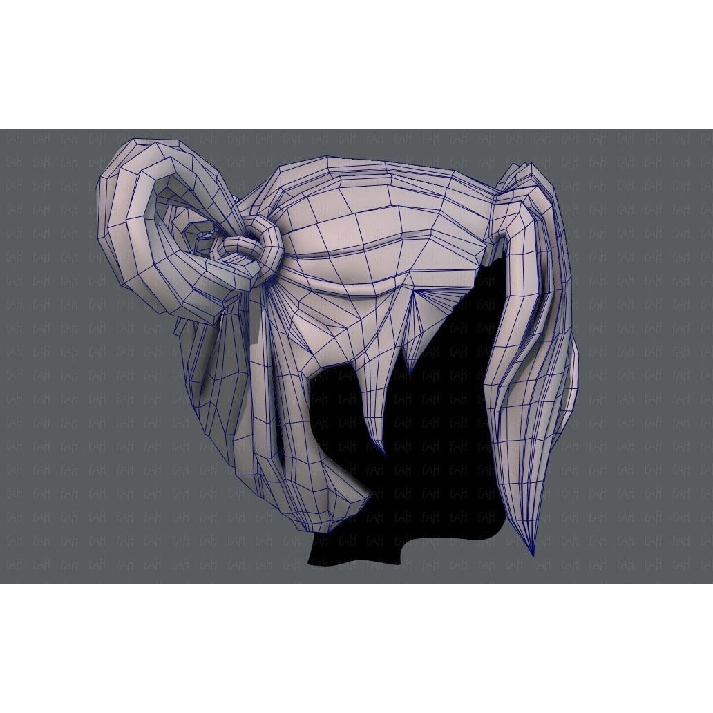 3D Hair Style for Girl V73 – Low Poly Cartoon Hair Model, FBX - View 29