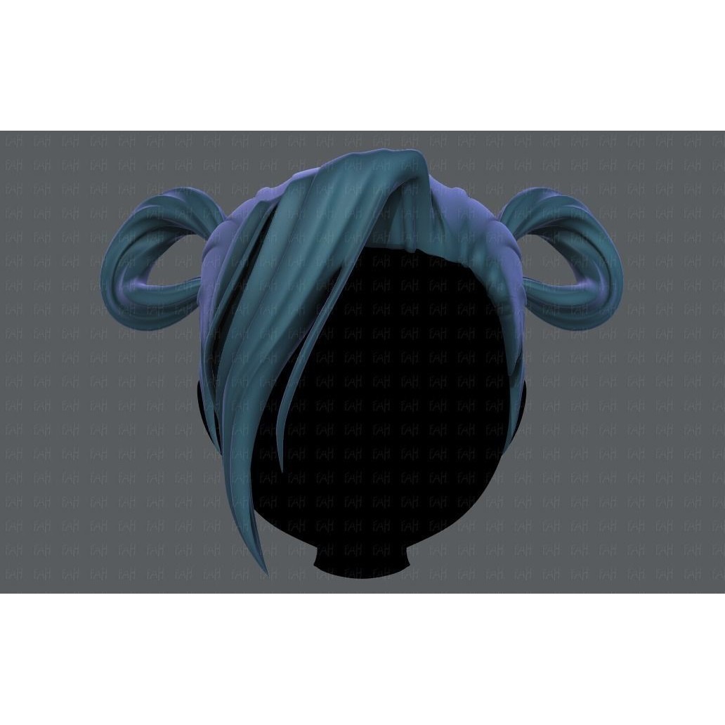 3D Hair Style for Girl V73 – Low Poly Cartoon Hair Model, FBX - View 3