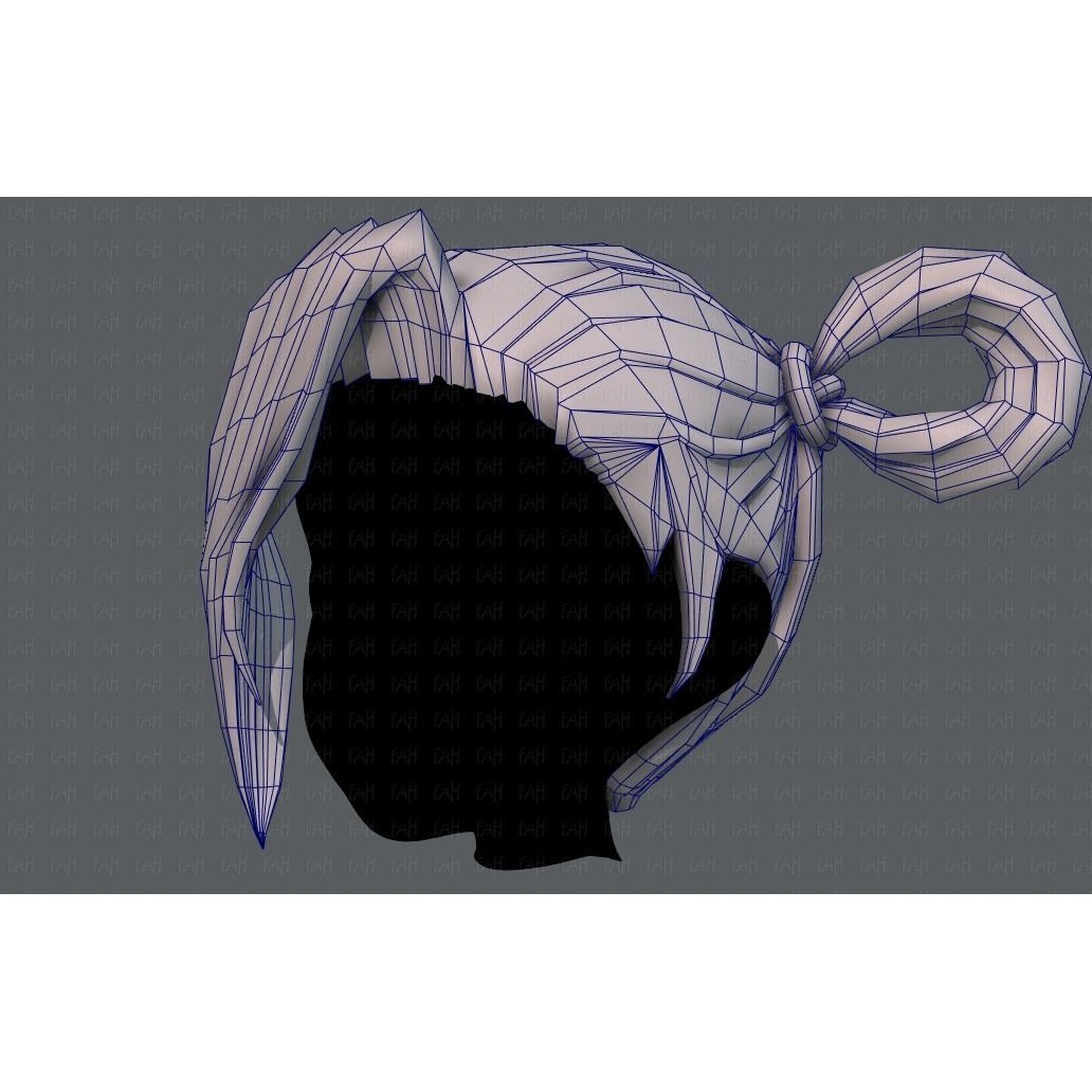 3D Hair Style for Girl V73 – Low Poly Cartoon Hair Model, FBX - View 34