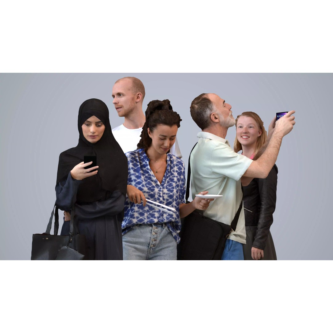 Diverse 3D Character Models – Casual Adults in Public Settings, FBX - View 2