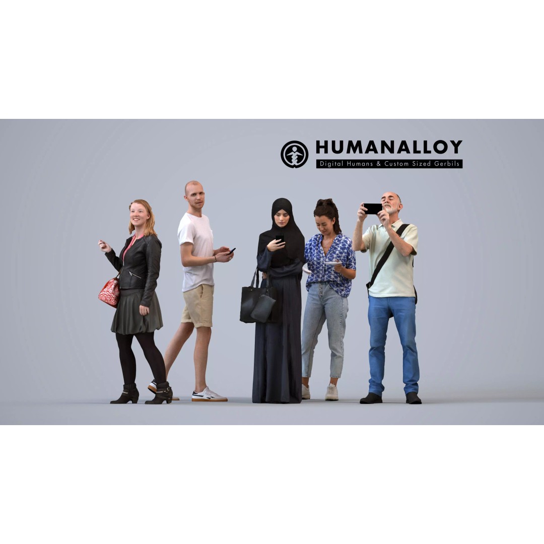 Diverse 3D Character Models – Casual Adults in Public Settings, FBX - View 3