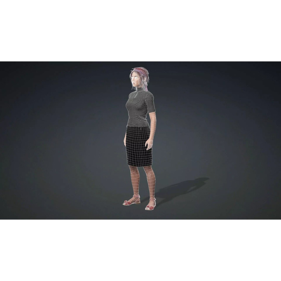 Beautiful Girl 3D Model – Realistic Rigged Character for Games