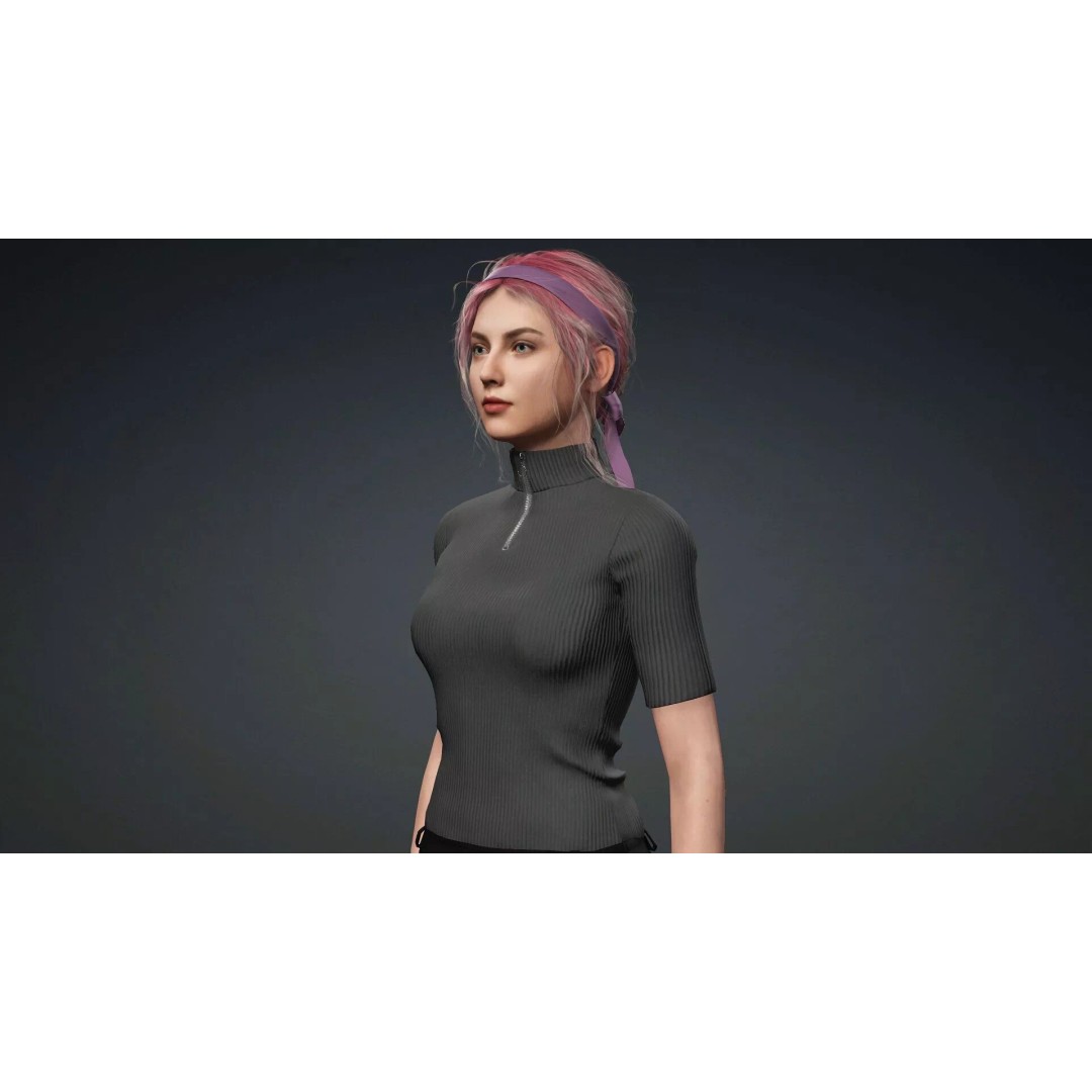Beautiful Girl 3D Model – Realistic Rigged Character for Games - View 10