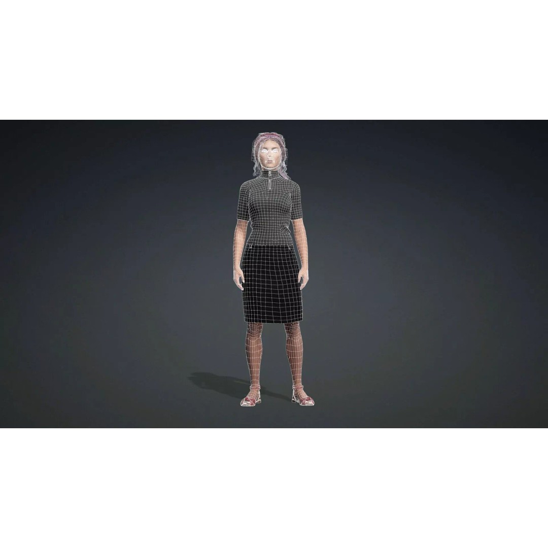 Beautiful Girl 3D Model – Realistic Rigged Character for Games - View 13