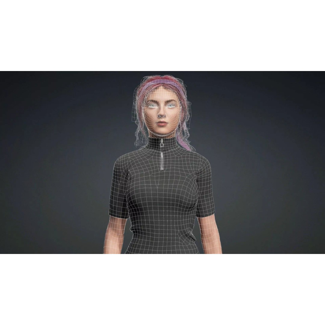 Beautiful Girl 3D Model – Realistic Rigged Character for Games - View 18