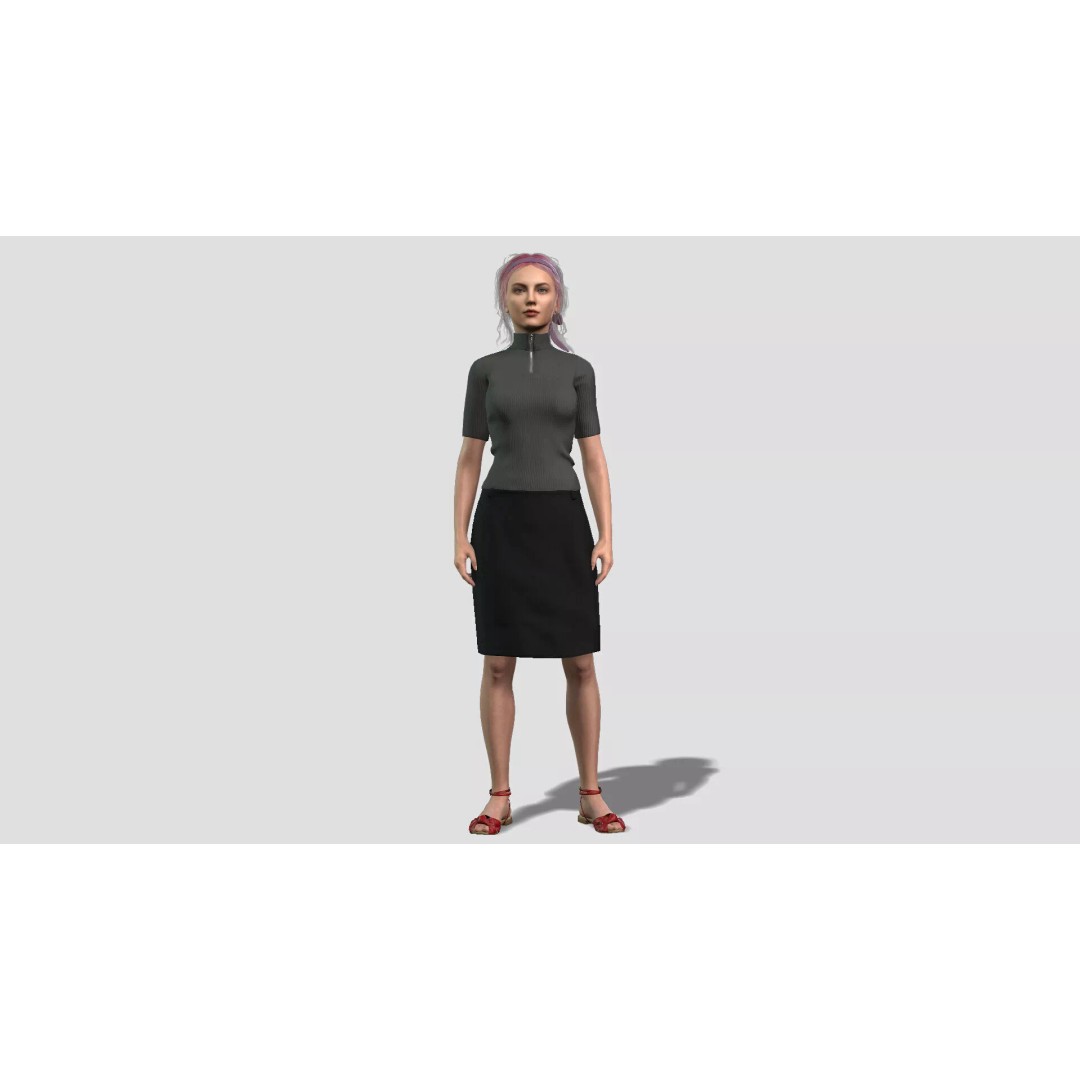 Beautiful Girl 3D Model – Realistic Rigged Character for Games - View 2