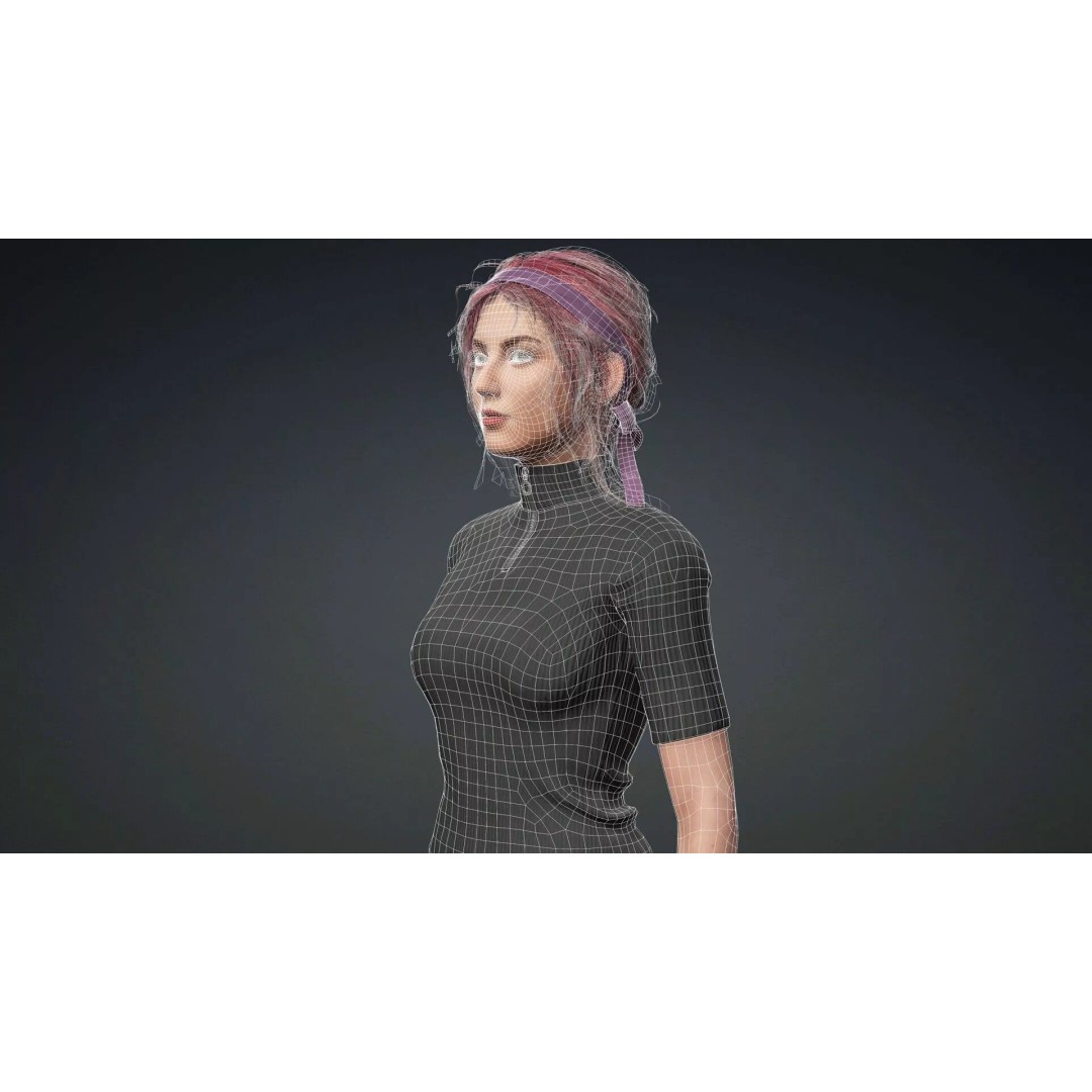 Beautiful Girl 3D Model – Realistic Rigged Character for Games - View 20