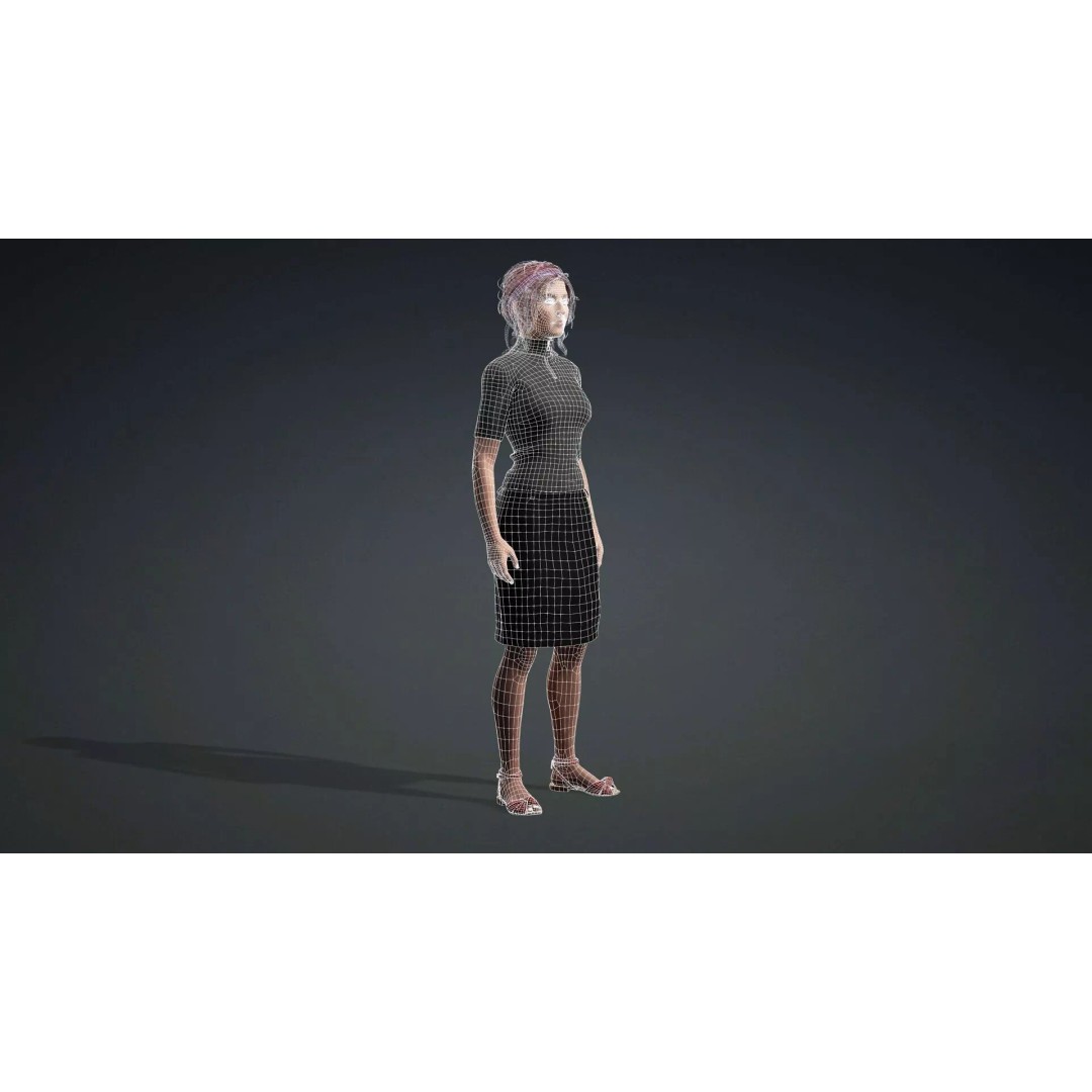 Beautiful Girl 3D Model – Realistic Rigged Character for Games - View 21