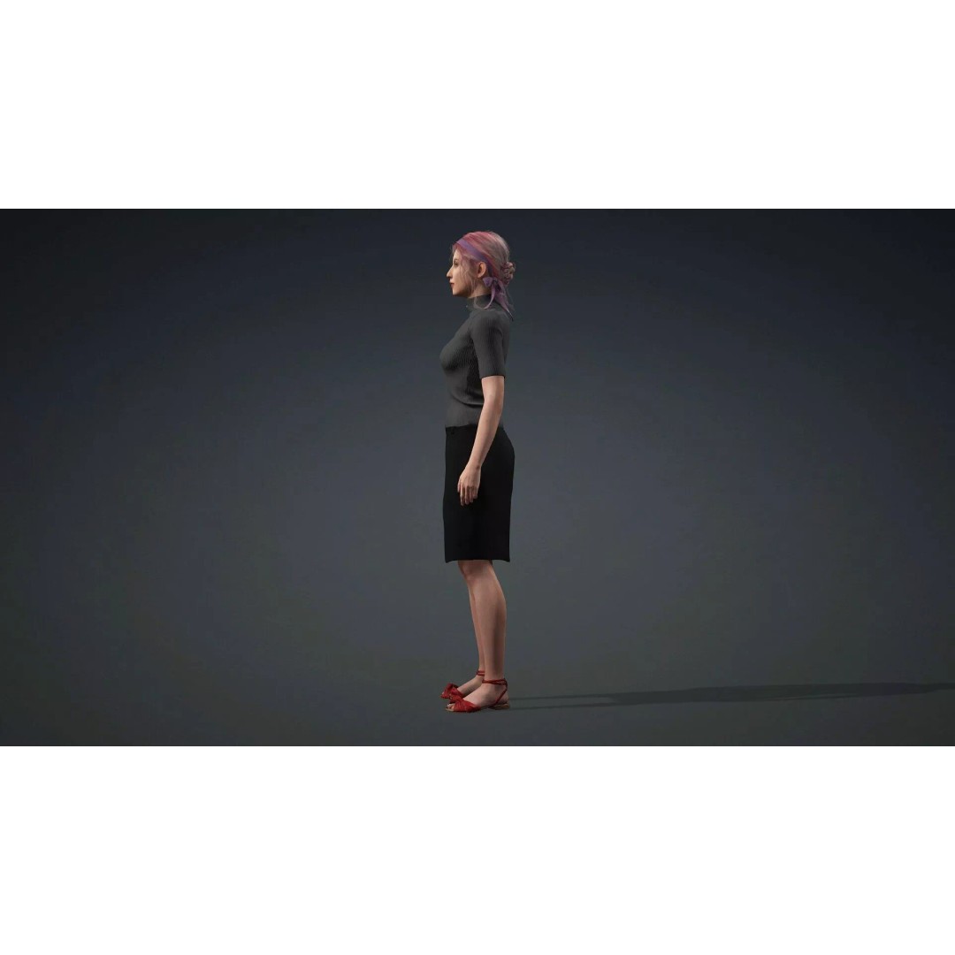 Beautiful Girl 3D Model – Realistic Rigged Character for Games - View 5