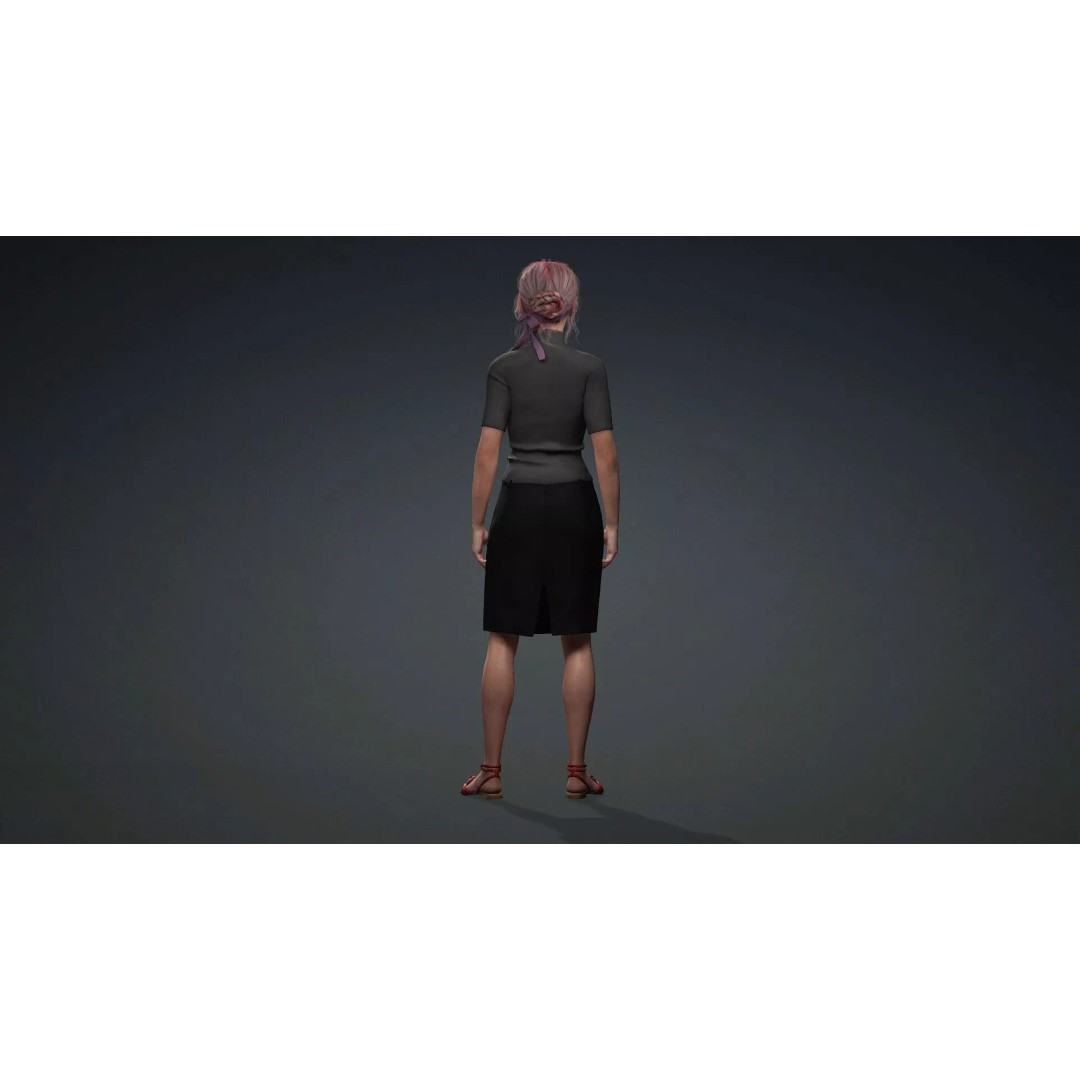 Beautiful Girl 3D Model – Realistic Rigged Character for Games - View 6