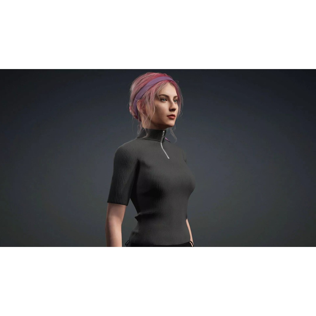 Beautiful Girl 3D Model – Realistic Rigged Character for Games - View 9