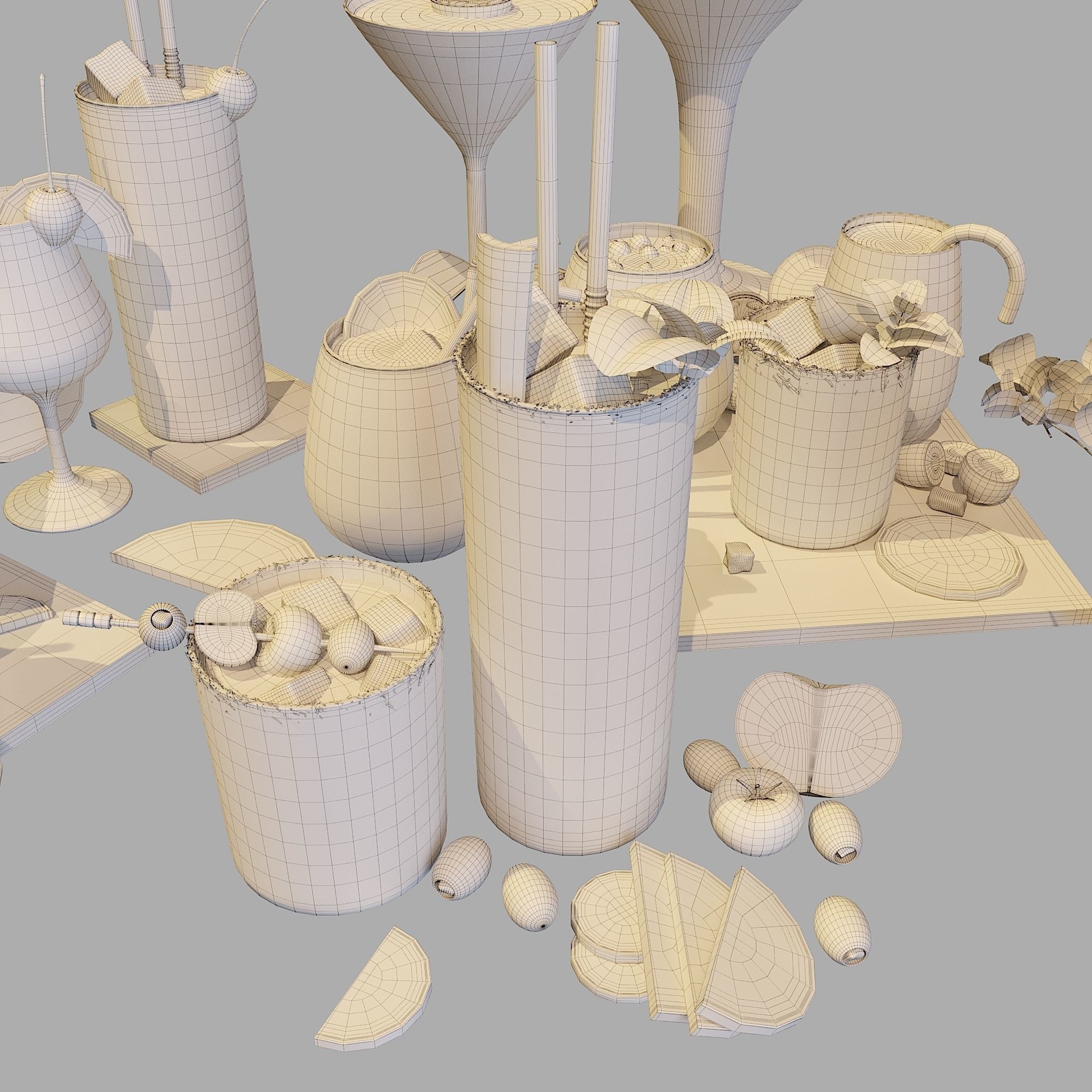 Cocktail Liquid & Glass Set - Game-Ready 3D Model - View 10