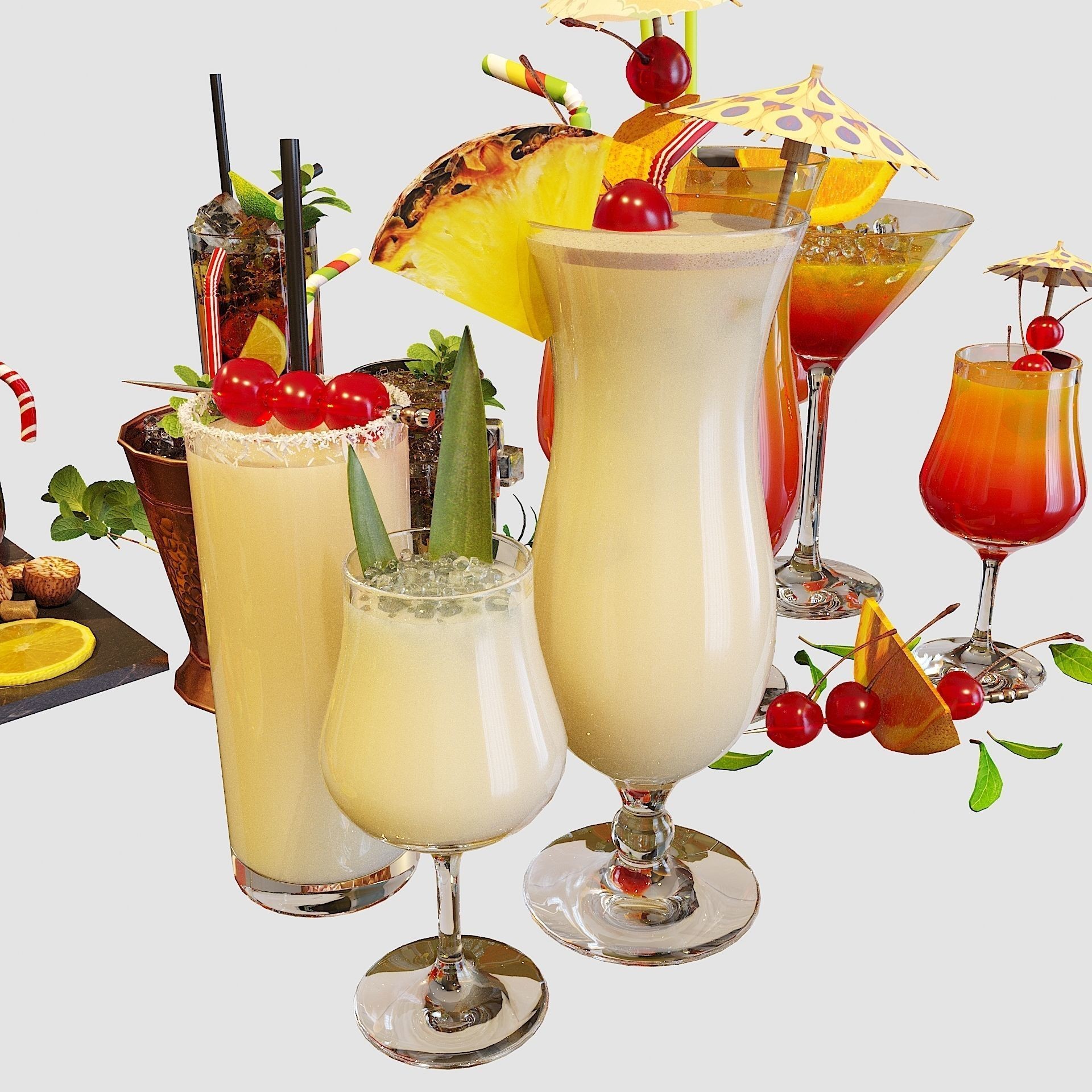 Cocktail Liquid & Glass Set - Game-Ready 3D Model - View 11