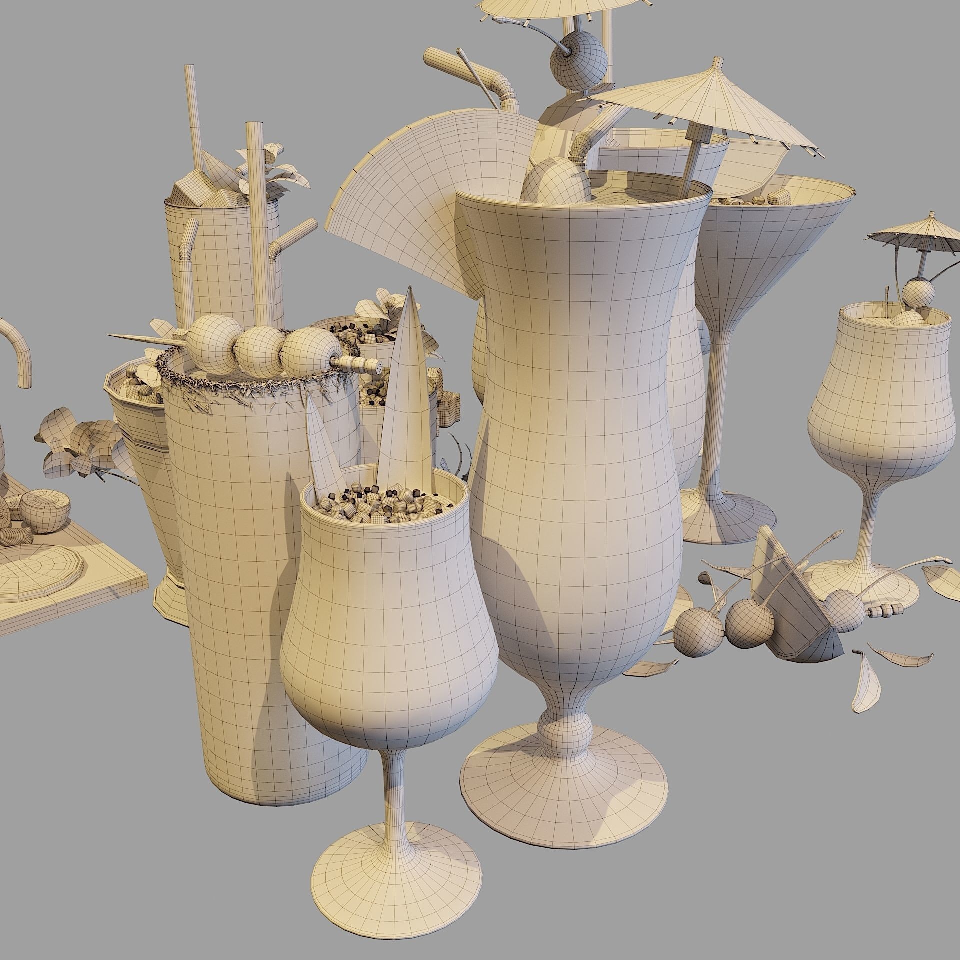 Cocktail Liquid & Glass Set - Game-Ready 3D Model - View 12