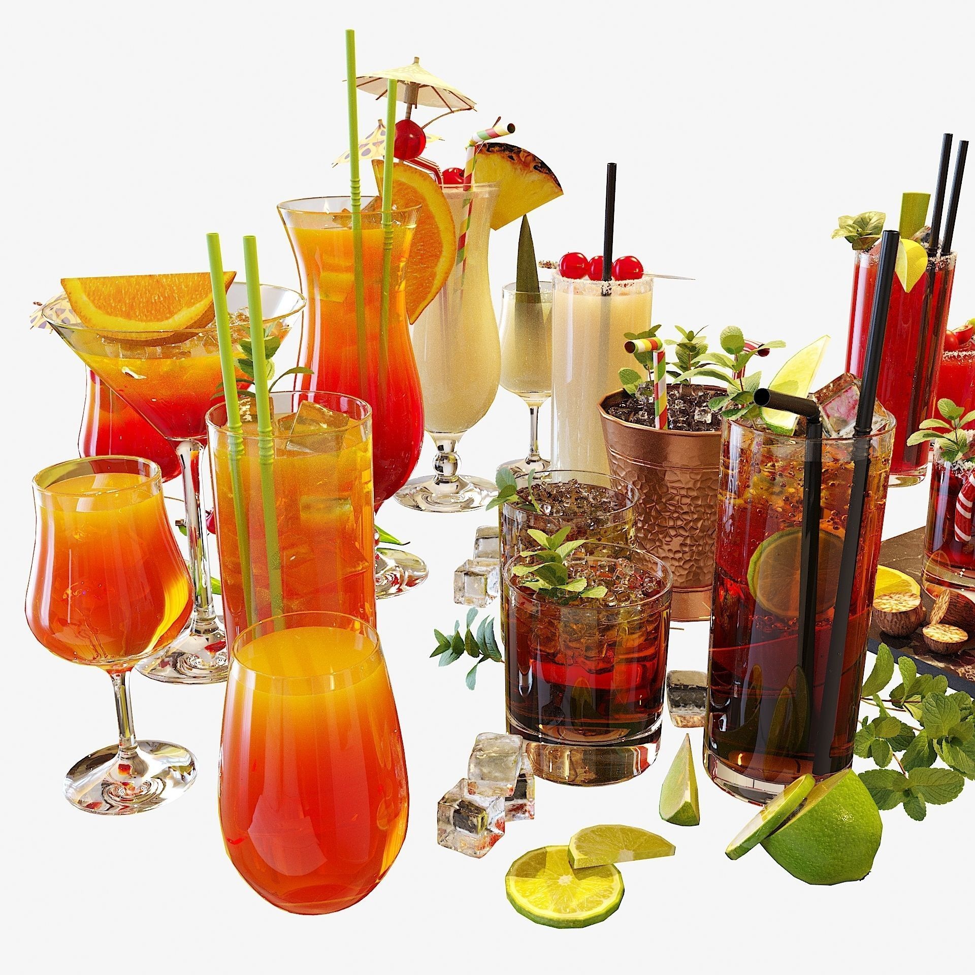 Cocktail Liquid & Glass Set - Game-Ready 3D Model - View 13