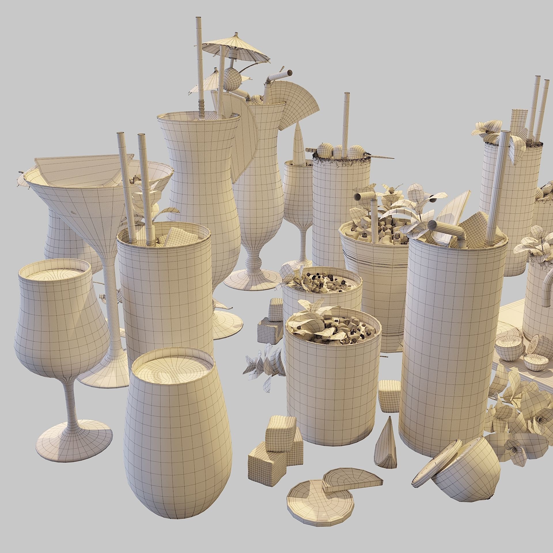 Cocktail Liquid & Glass Set - Game-Ready 3D Model - View 14